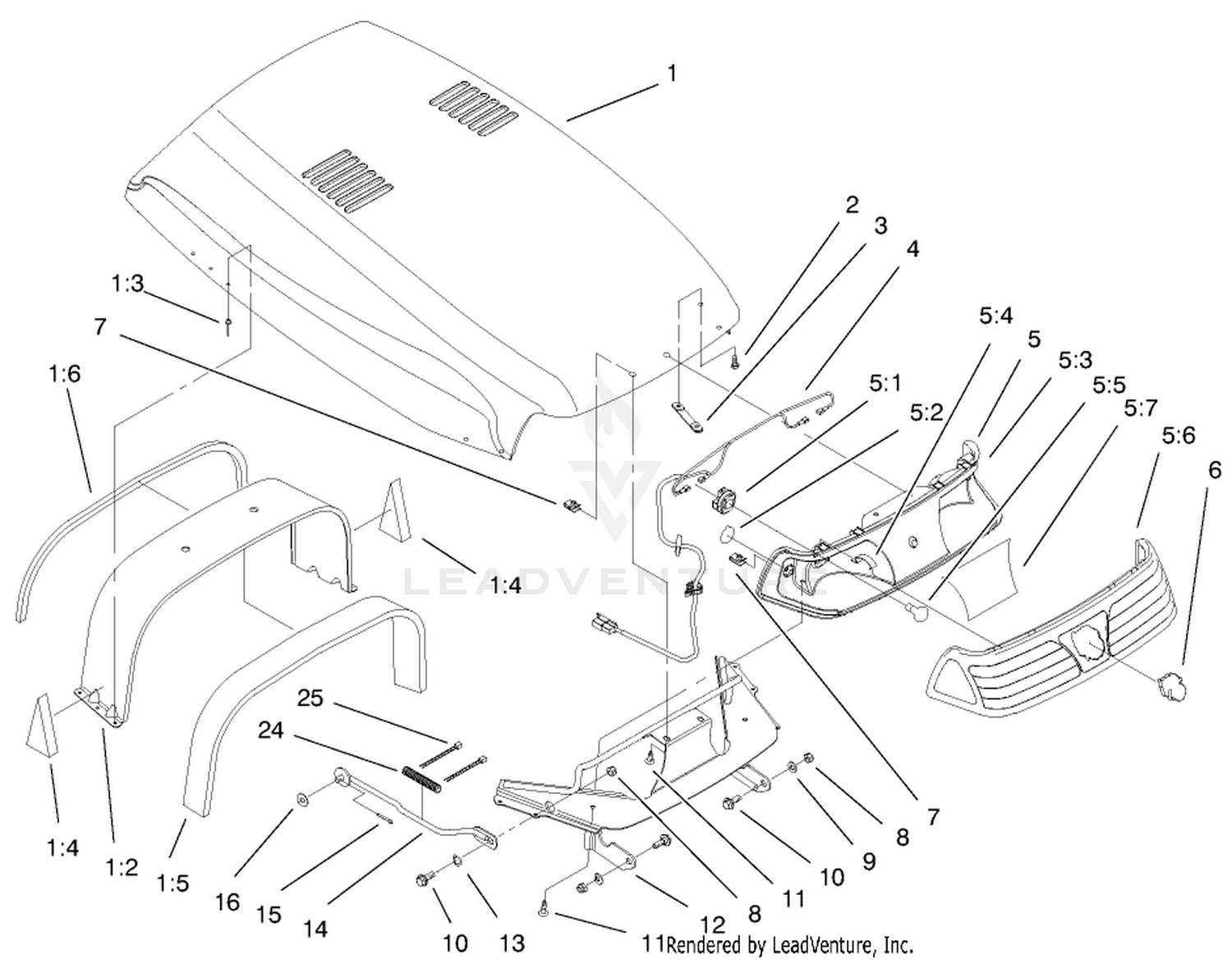 Hood  Headlight Assembly