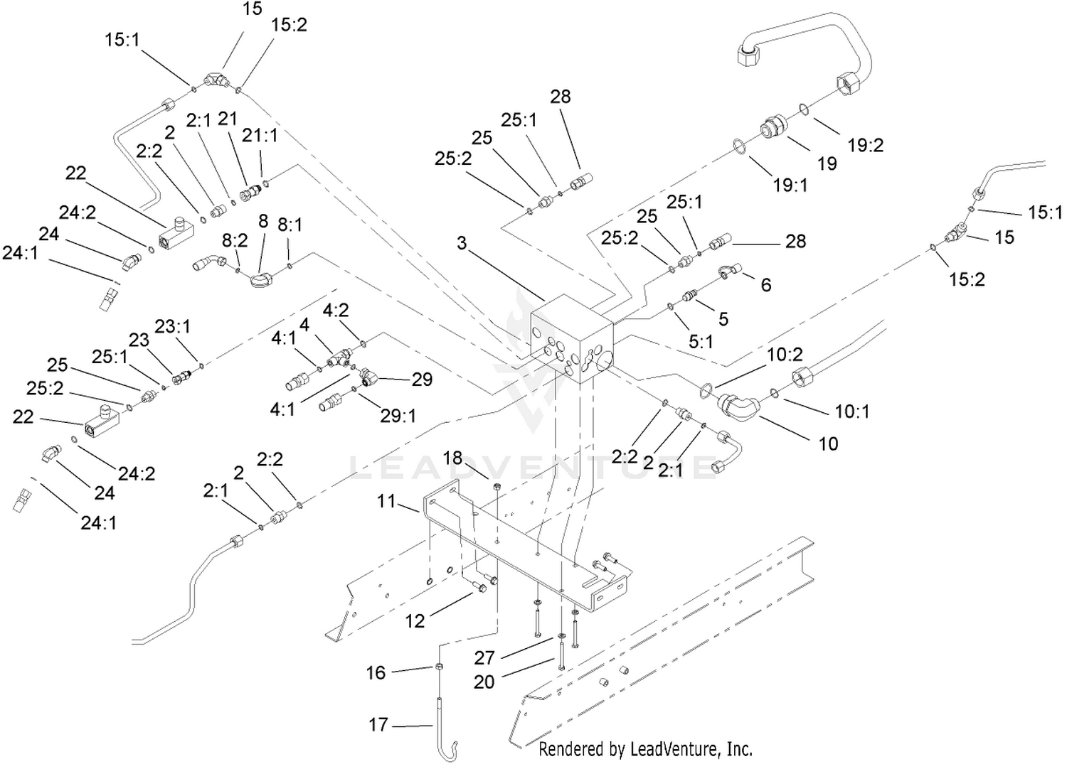 Front Hydraulic Control Block and Hose Assembly