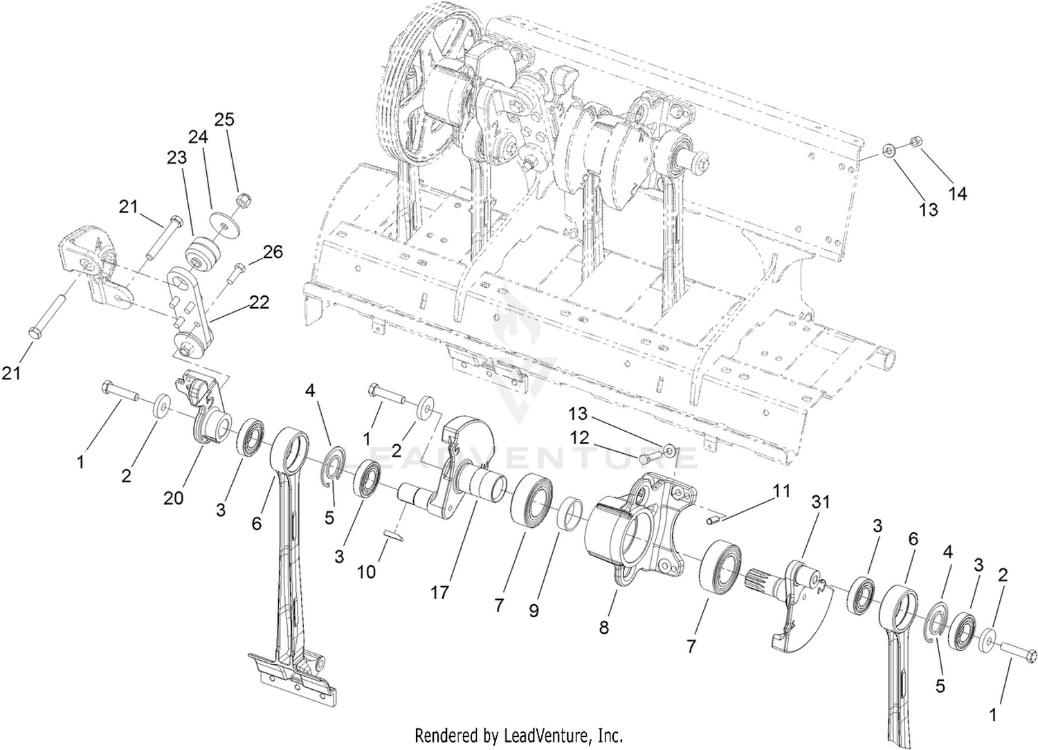 Left Hand No. 5 and No. 6 Crankarm Assembly