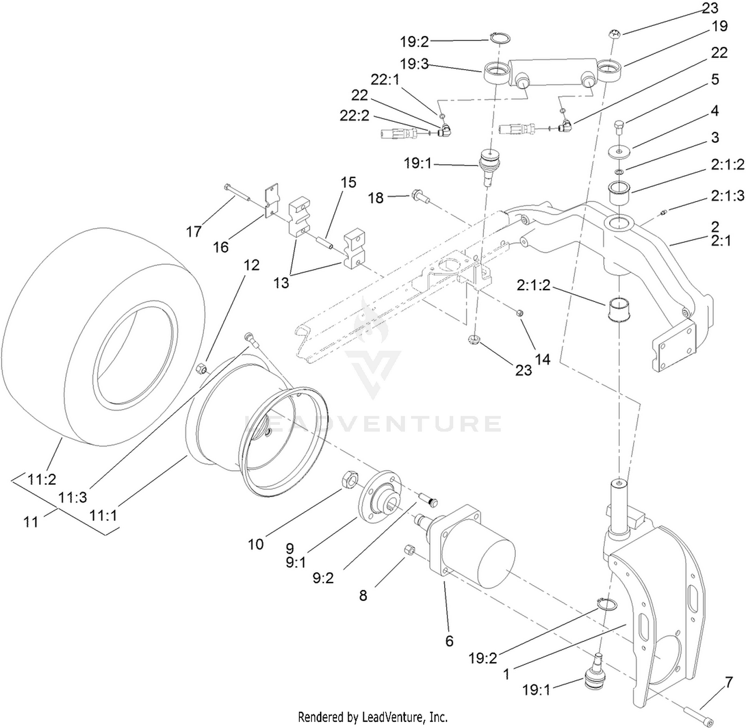 Rear Fork and Tire Assembly