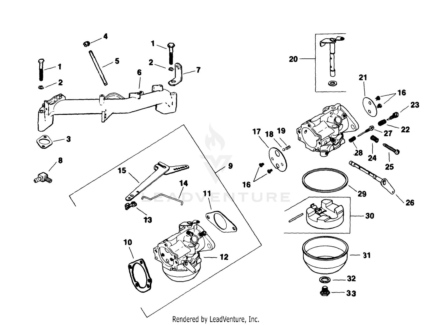 Carburetor-Engine Kohler Model No. M18qs-24657 (continued)