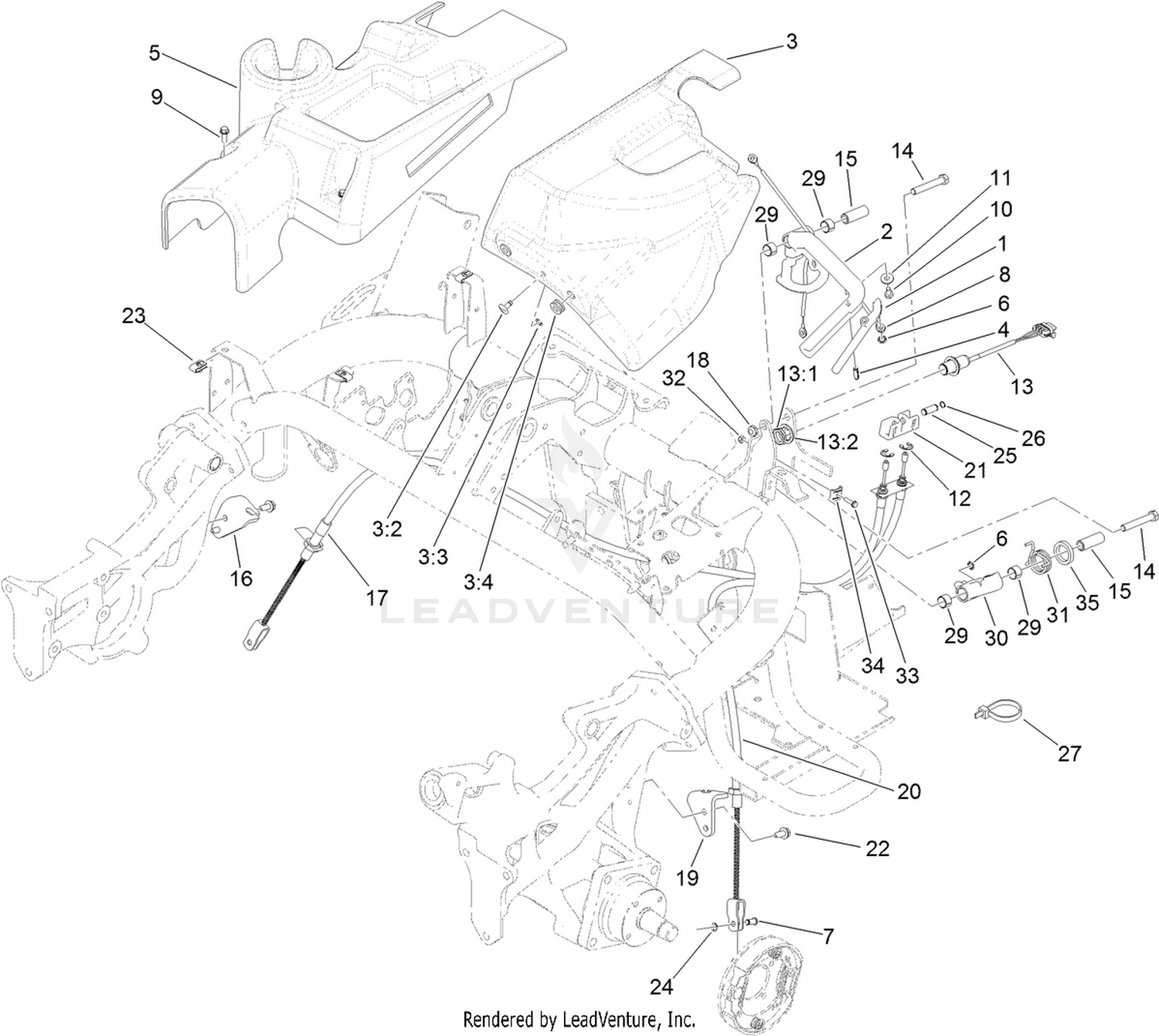 Brake Cable and Lever Assembly