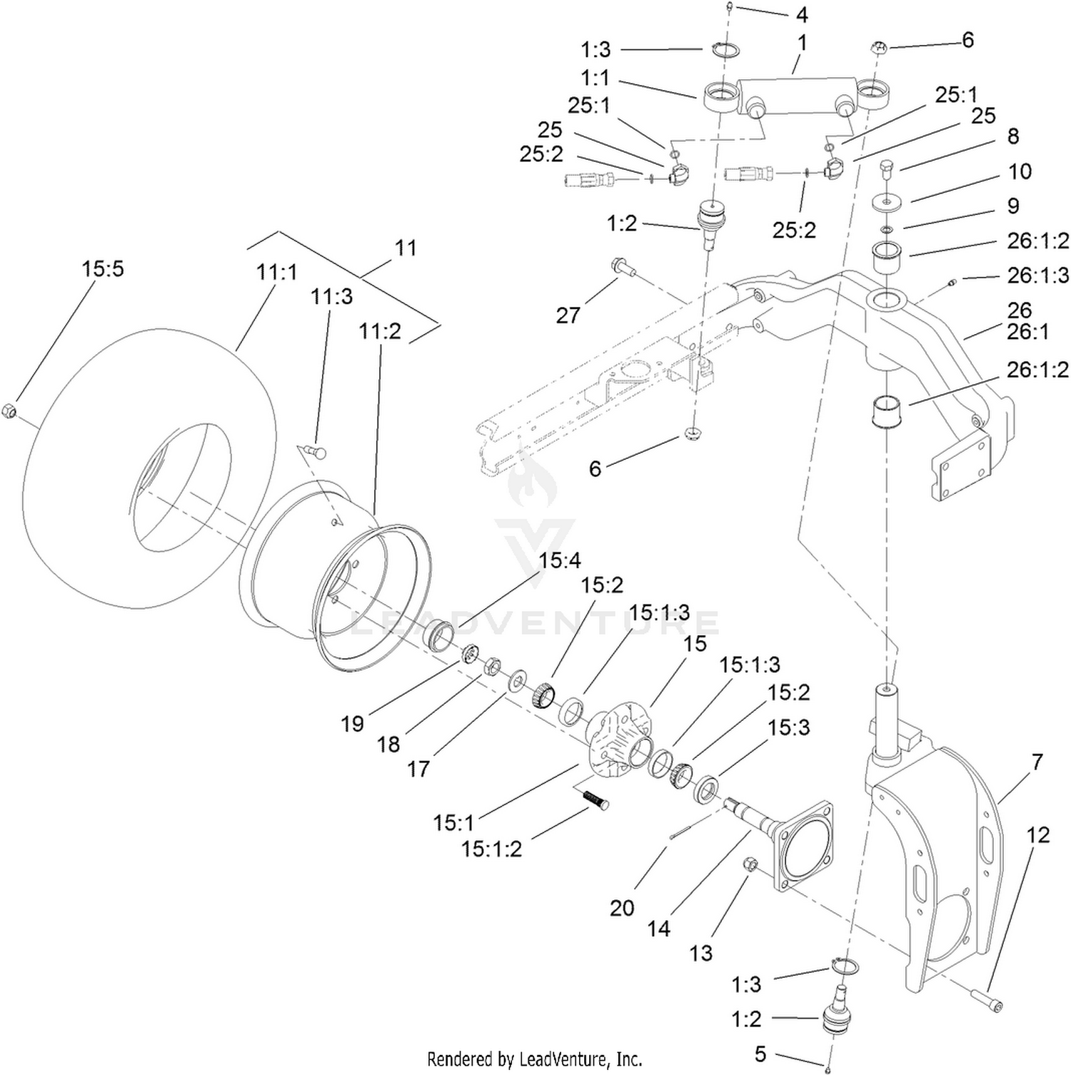 Rear Fork and Tire Assembly