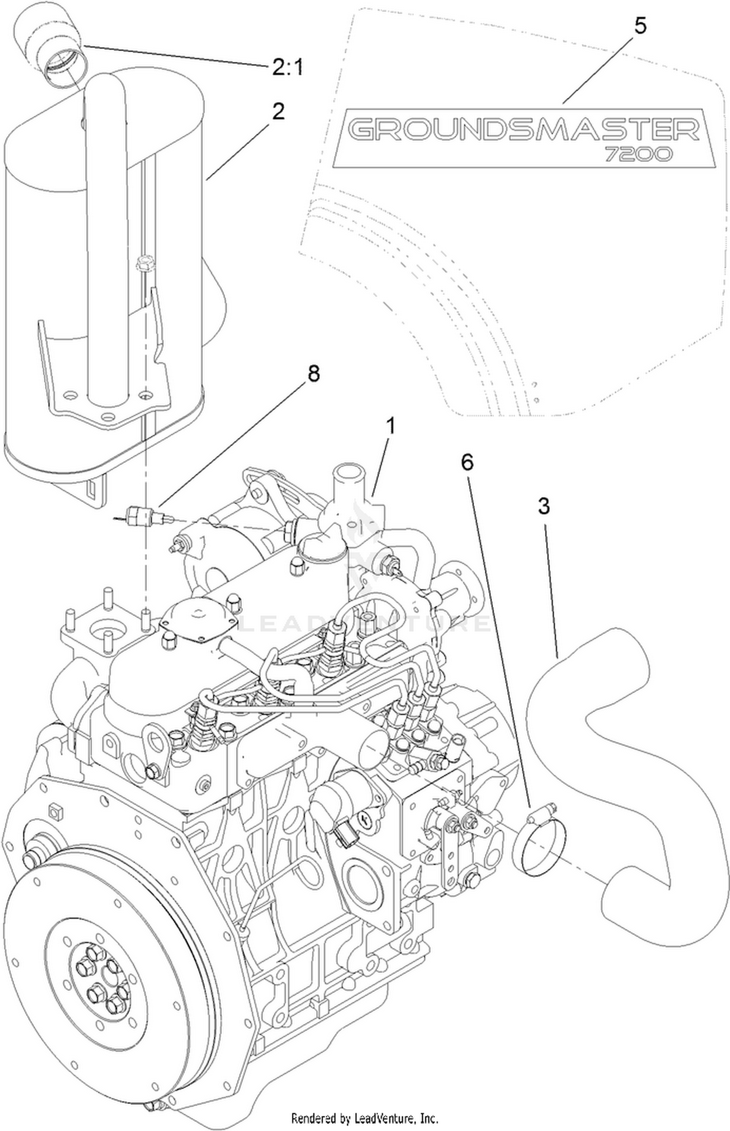 Engine, Muffler and Thermoswitch Assembly
