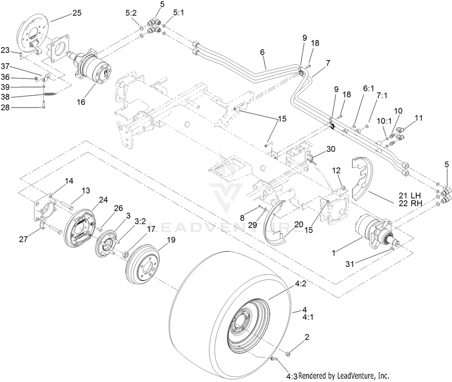 Front Wheel, Brake and Hydraulic Motor Assembly