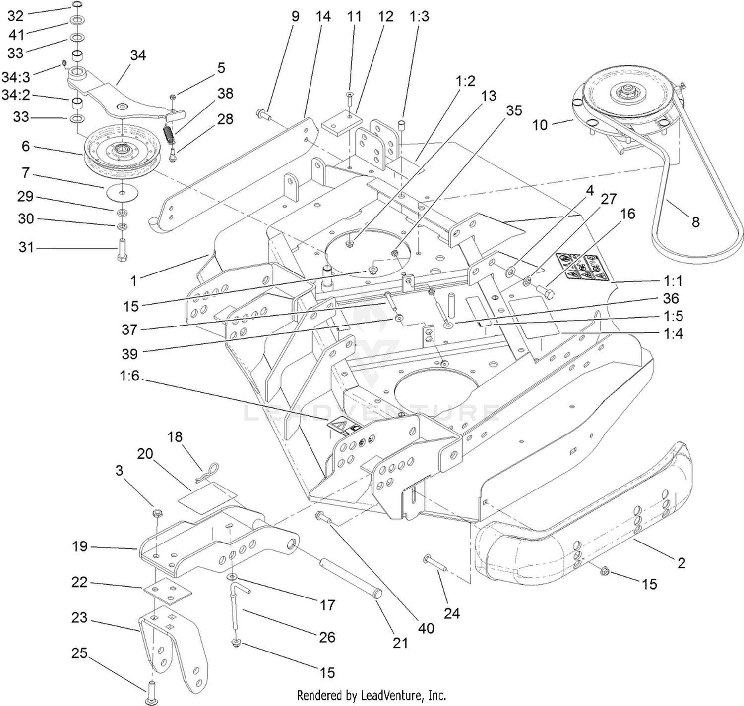 Left Deck Idler and Skid Assembly