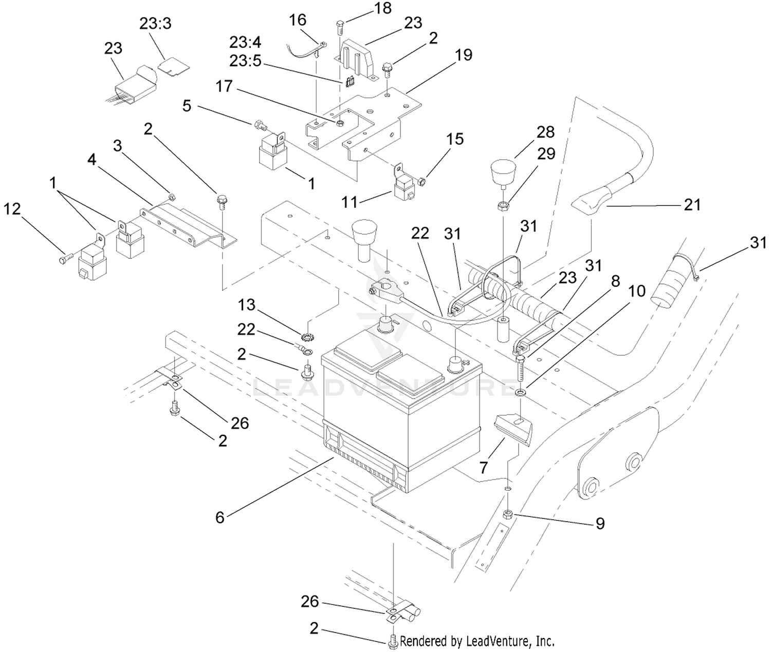 Battery and Electrical Component Assembly