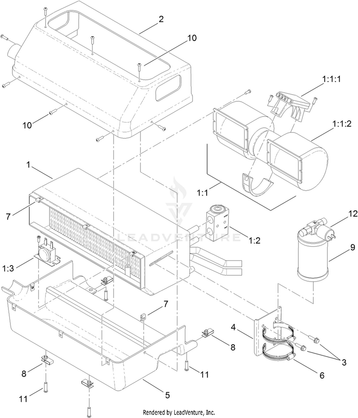 A/C Heater and Evaporator  Cab Assembly