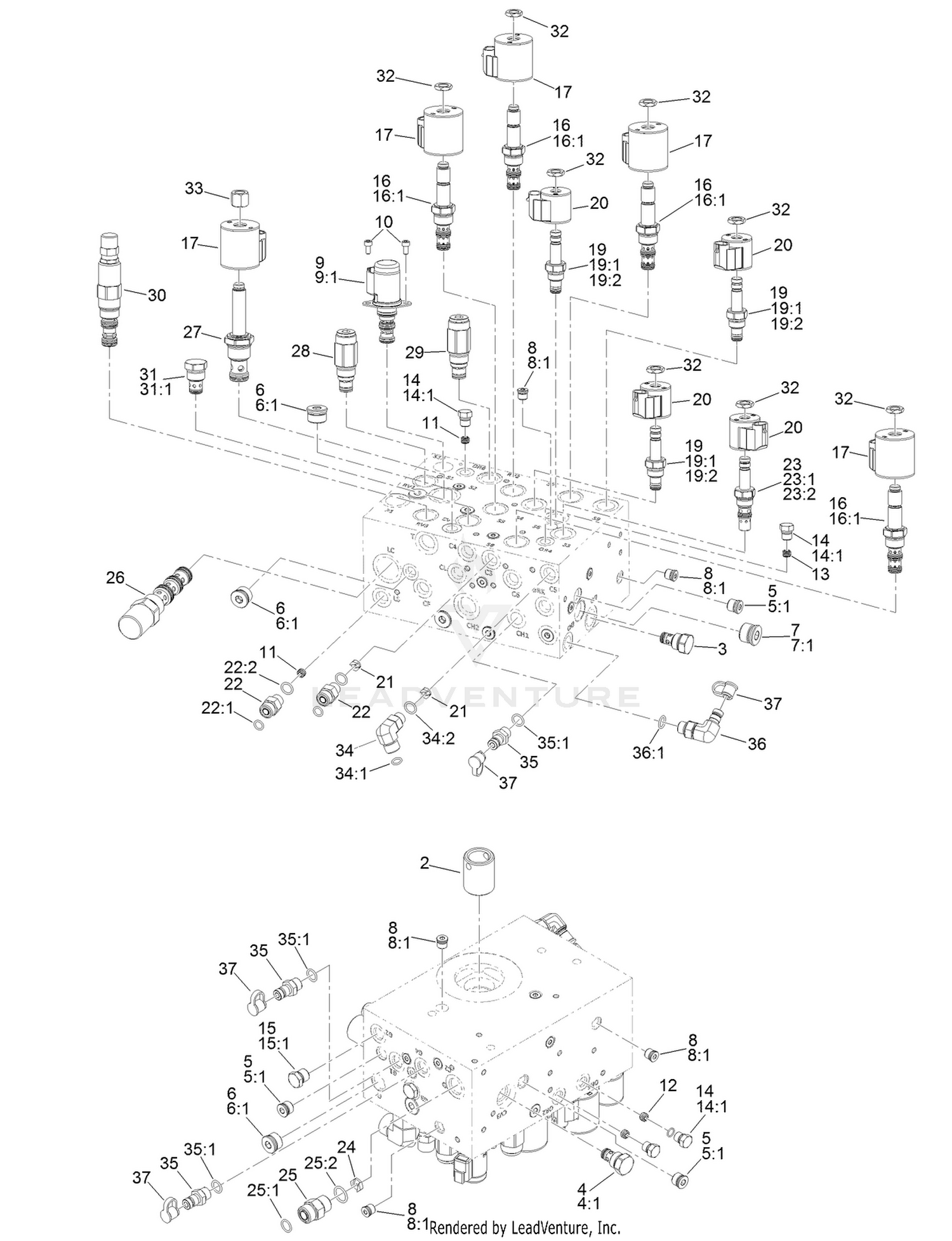 Hydraulic Steering/Lift Manifold  Assembly No. 132-1398