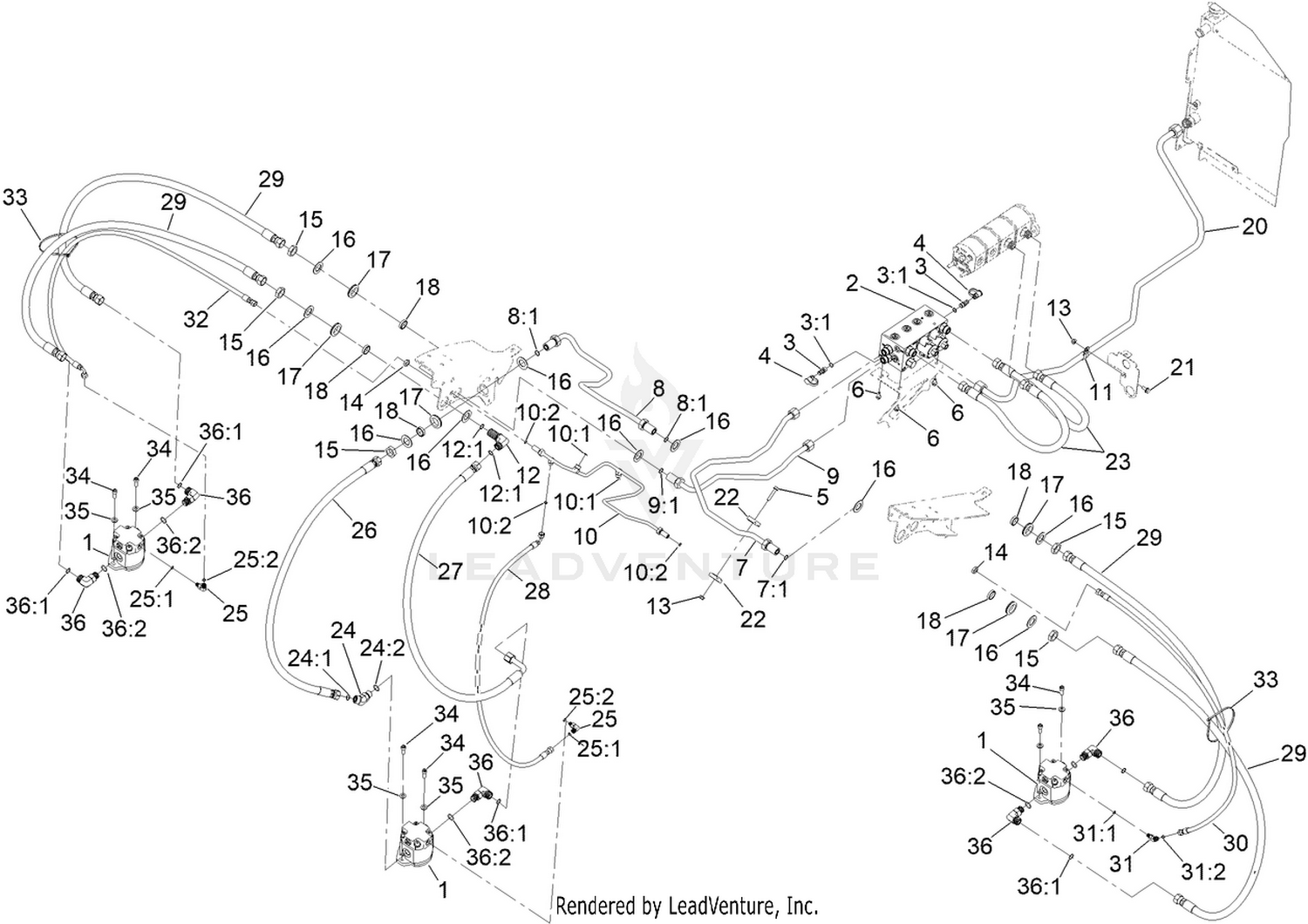 Deck No. 1, 4 and 5 Hydraulic Circuit Assembly