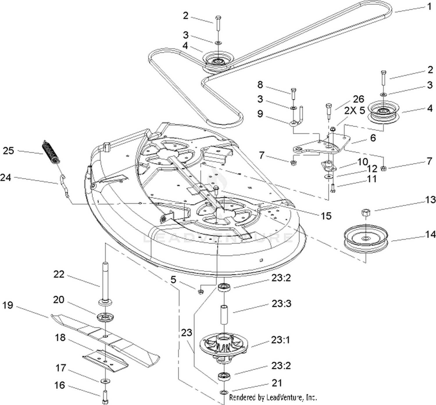 38in Deck Spindle and Belt Drive Assembly