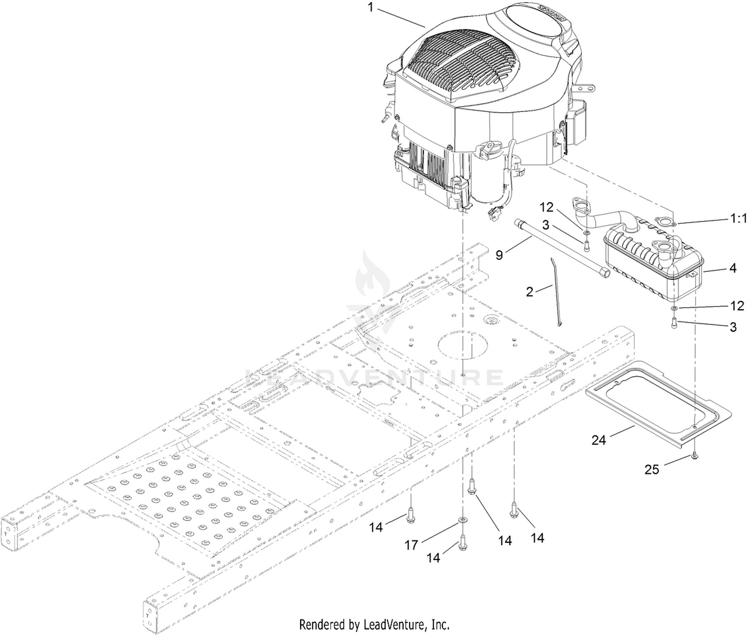 Engine and Muffler Assembly