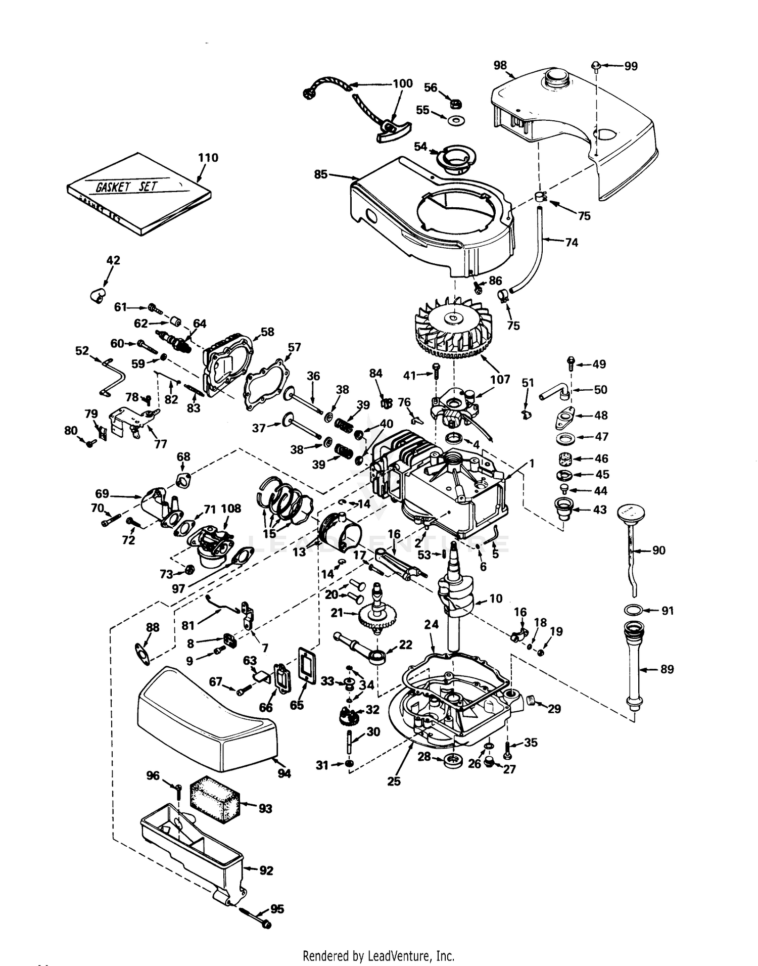 Engine Tecumseh Model No. Tnt 100-10046 (mower Model No. 21711)