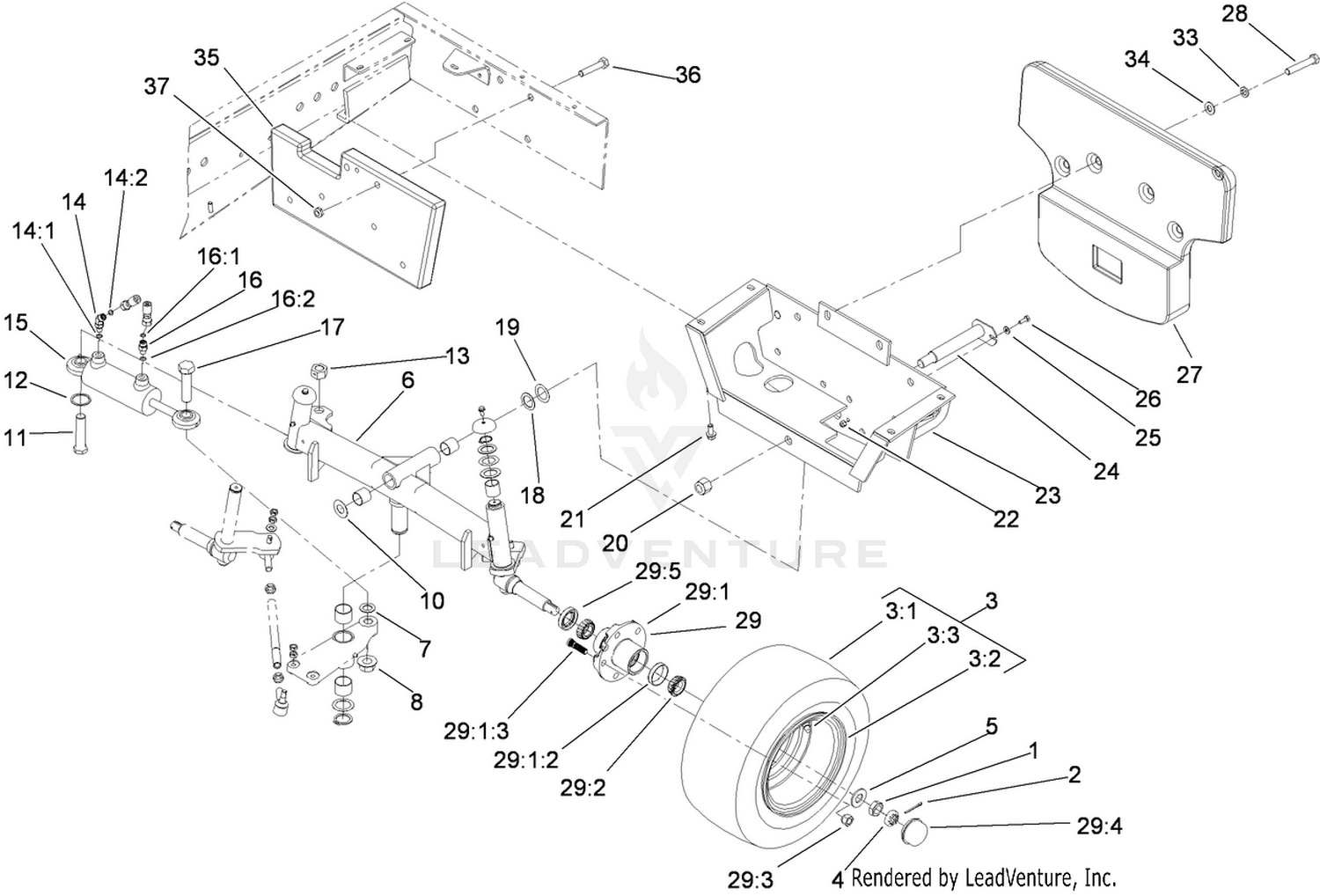 Rear Axle and Tire Assembly