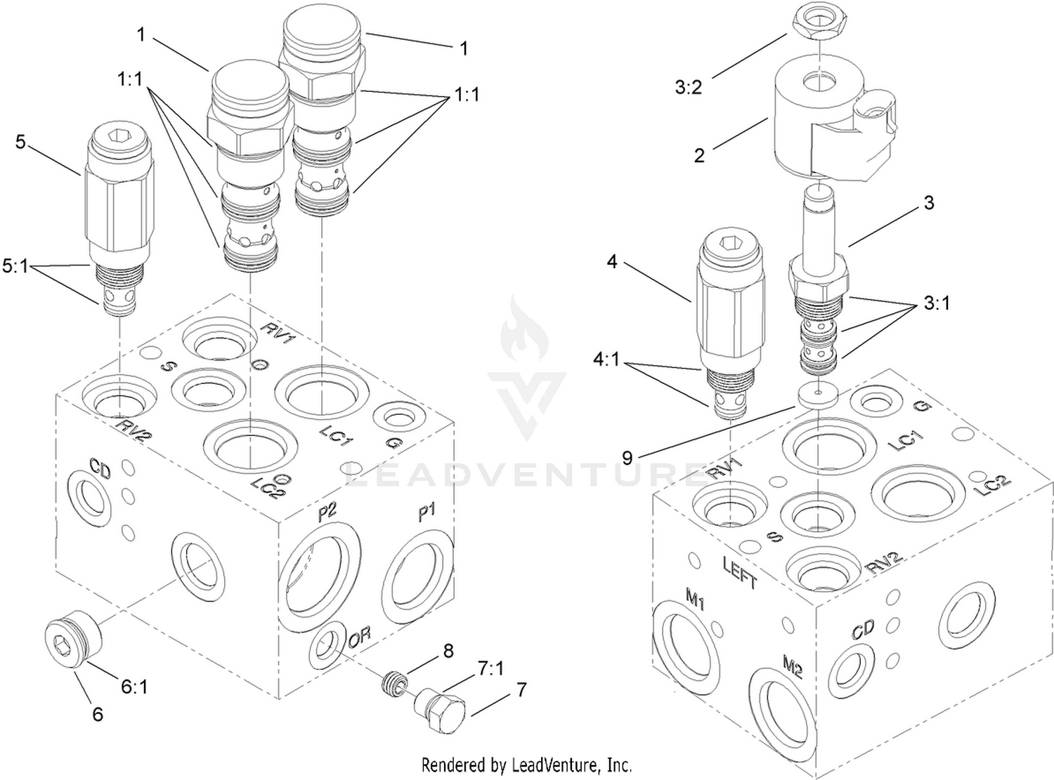 Hydraulic PTO Manifold Assembly No. 117-1111