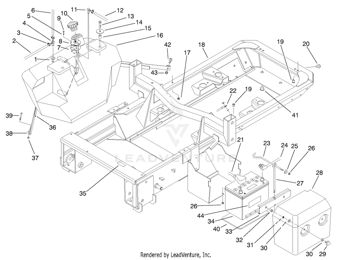 Frame, Fuel Tank and Battery Assembly
