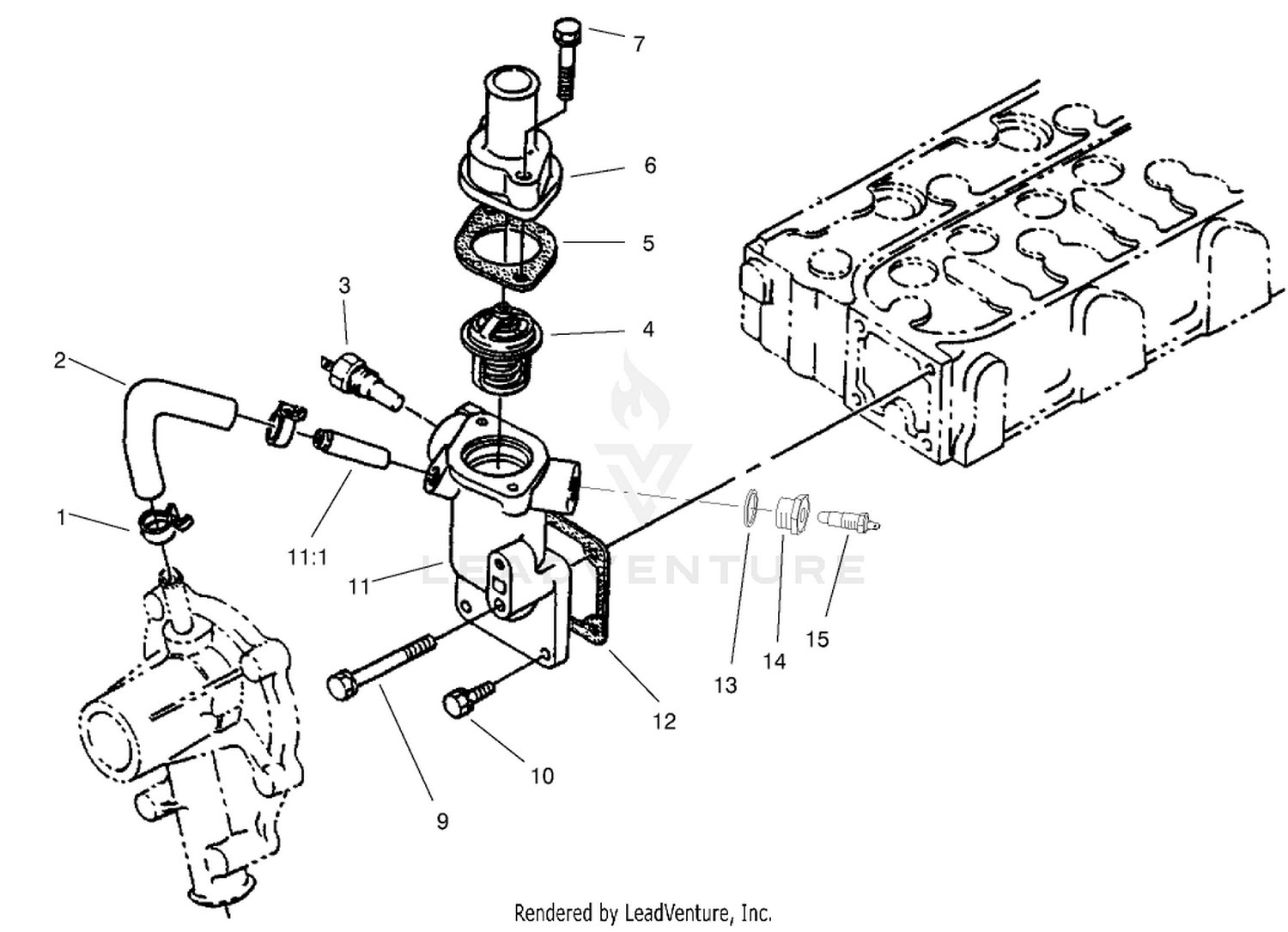 Water Flange And Thermostat Assembly