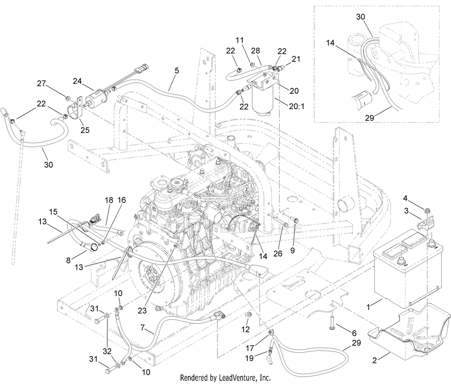 Battery and Fuel Delivery Assembly