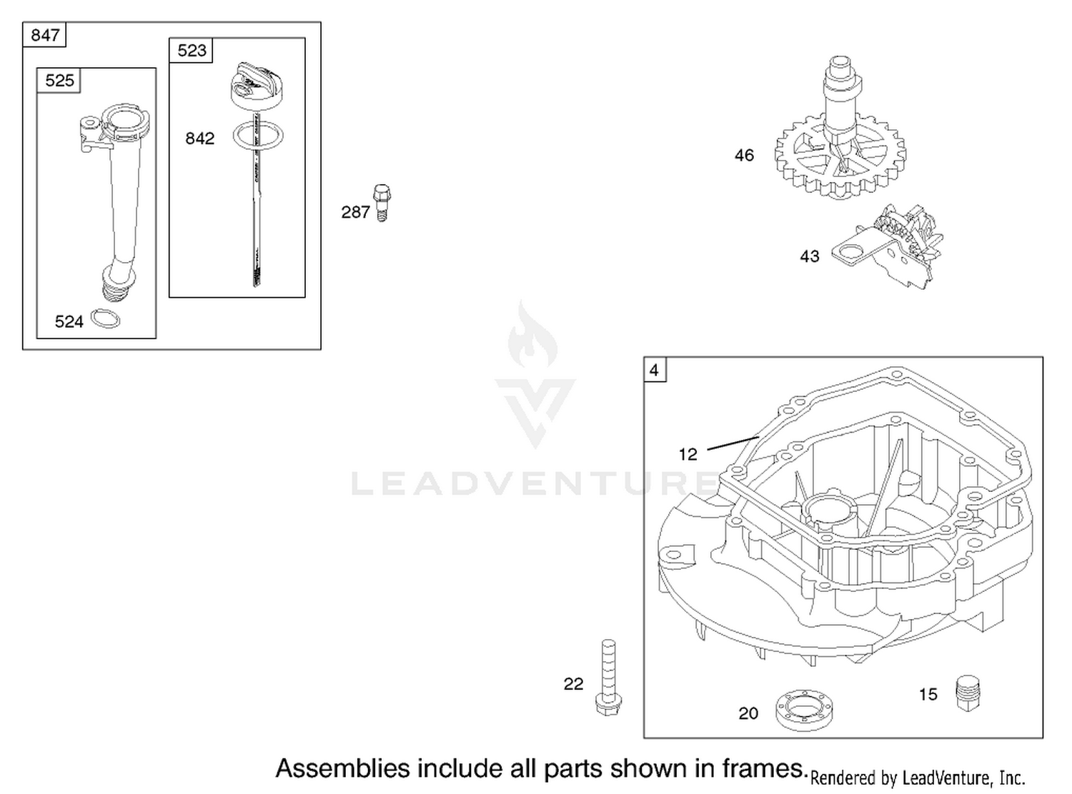 Crankcase Assembly Briggs and Stratton Model 122607-0116-E1