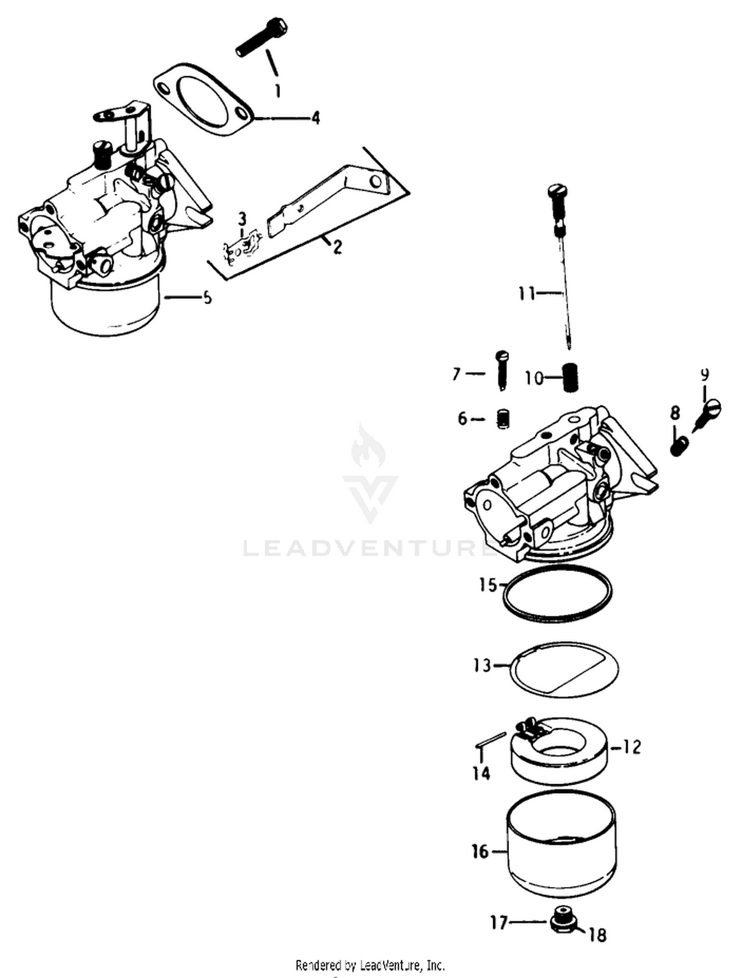 Carburetor-Engine Assembly-Kohler Model K-321s Spec. No. 60407 (continued)