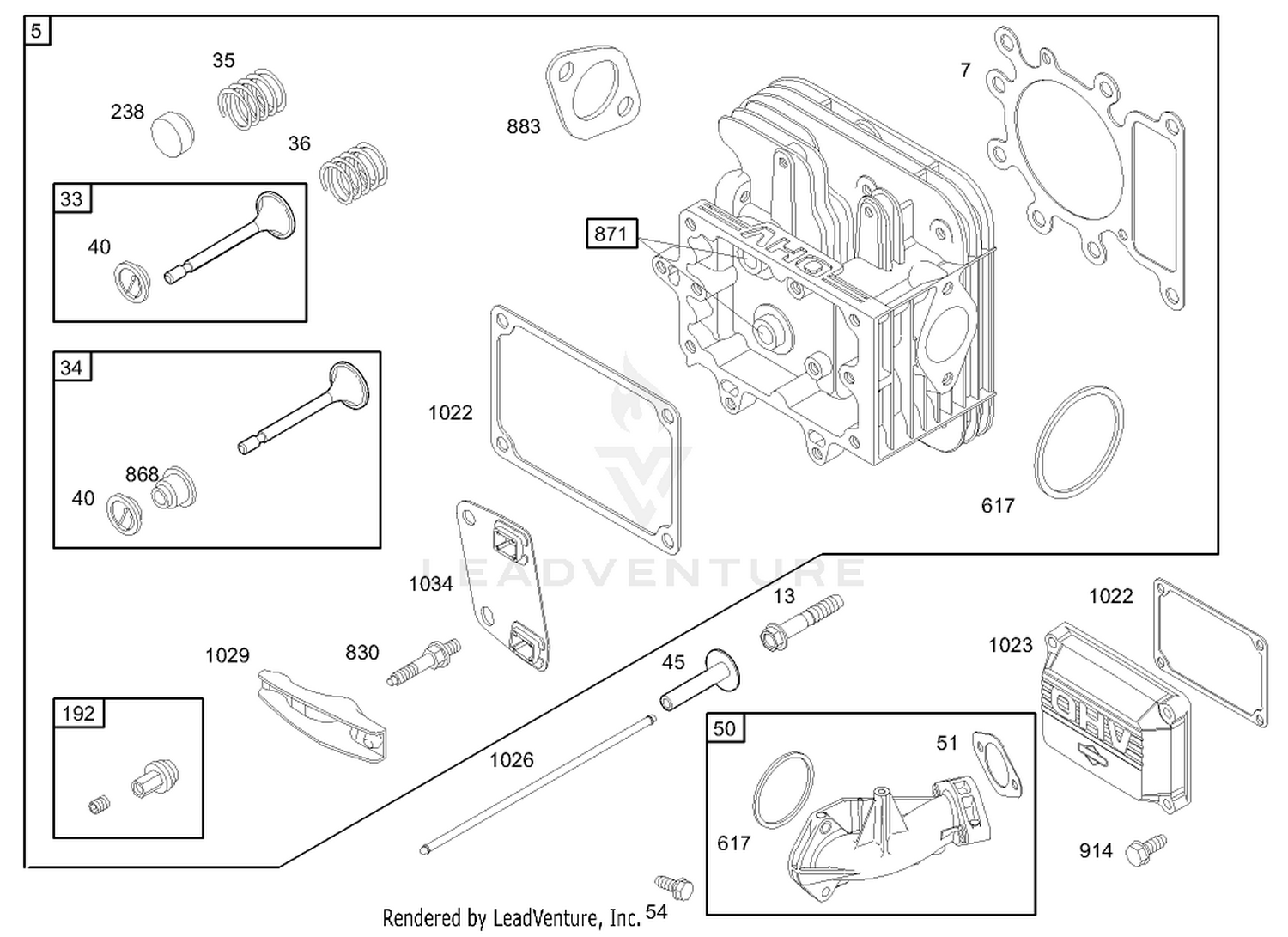 Cylinder Head Assembly Briggs and Stratton Model 31F777-0123-E1