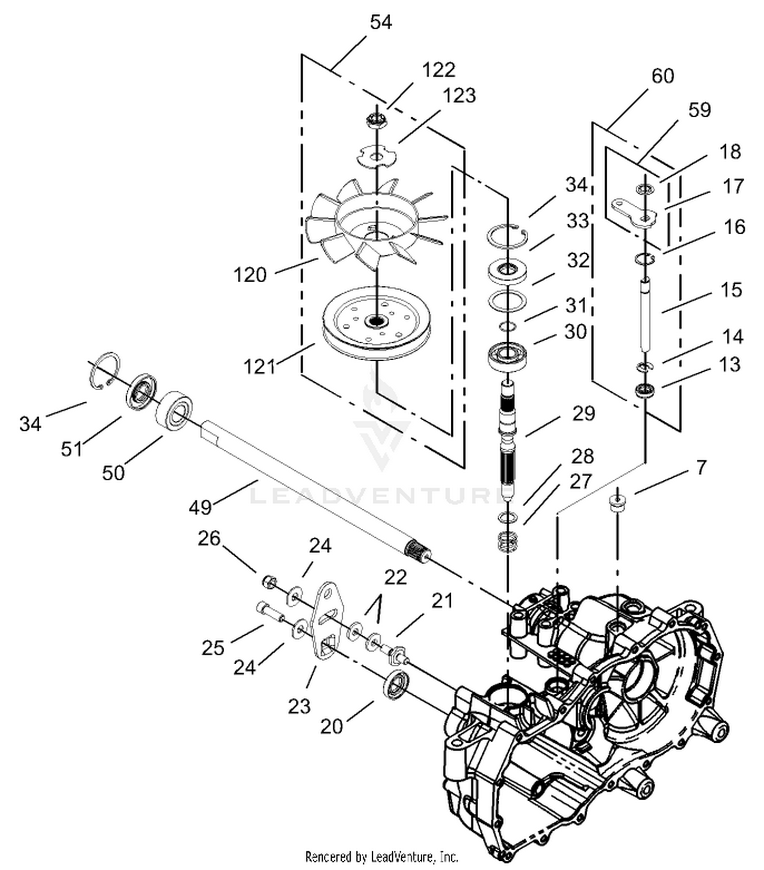 Fan and Pulley Assembly LH Hydrostat No. 105-3492