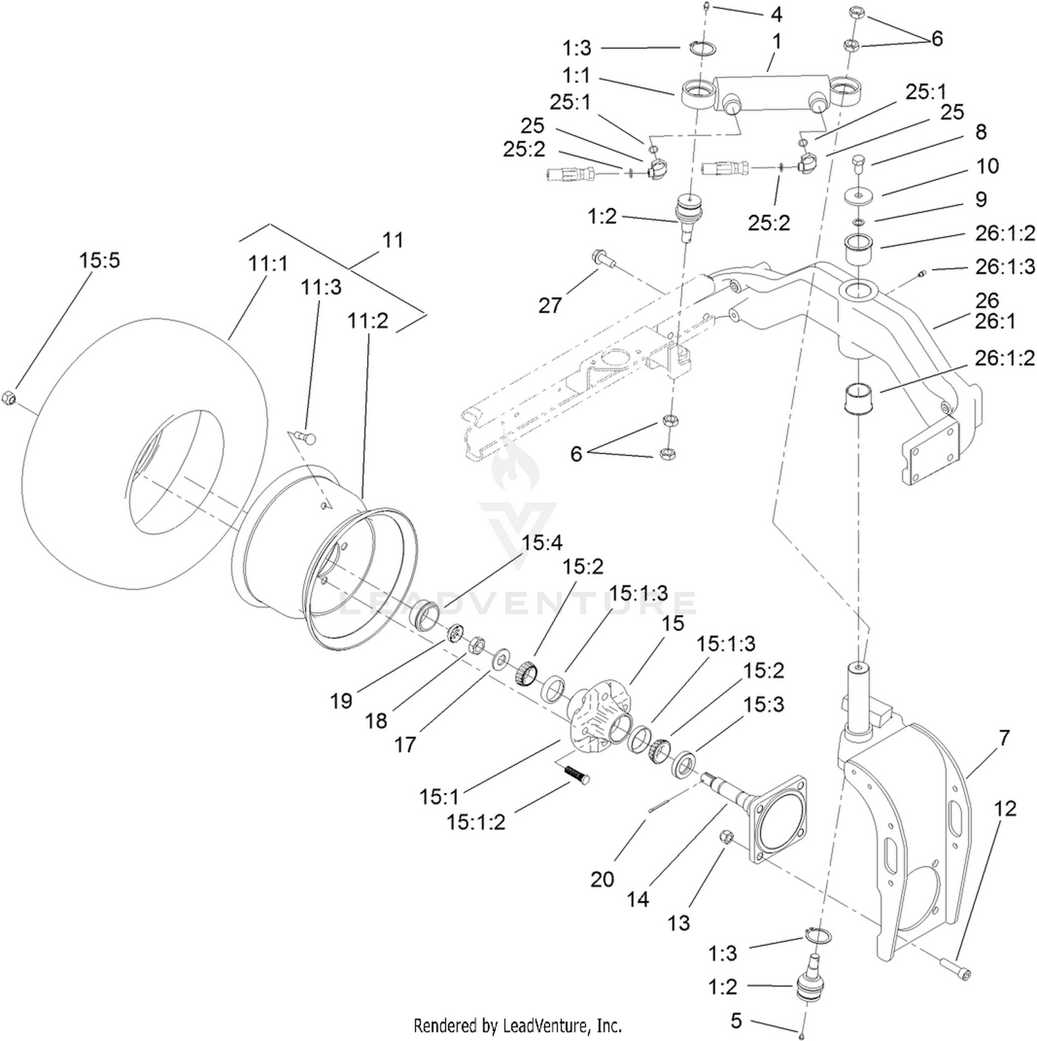 Rear Fork and Tire Assembly
