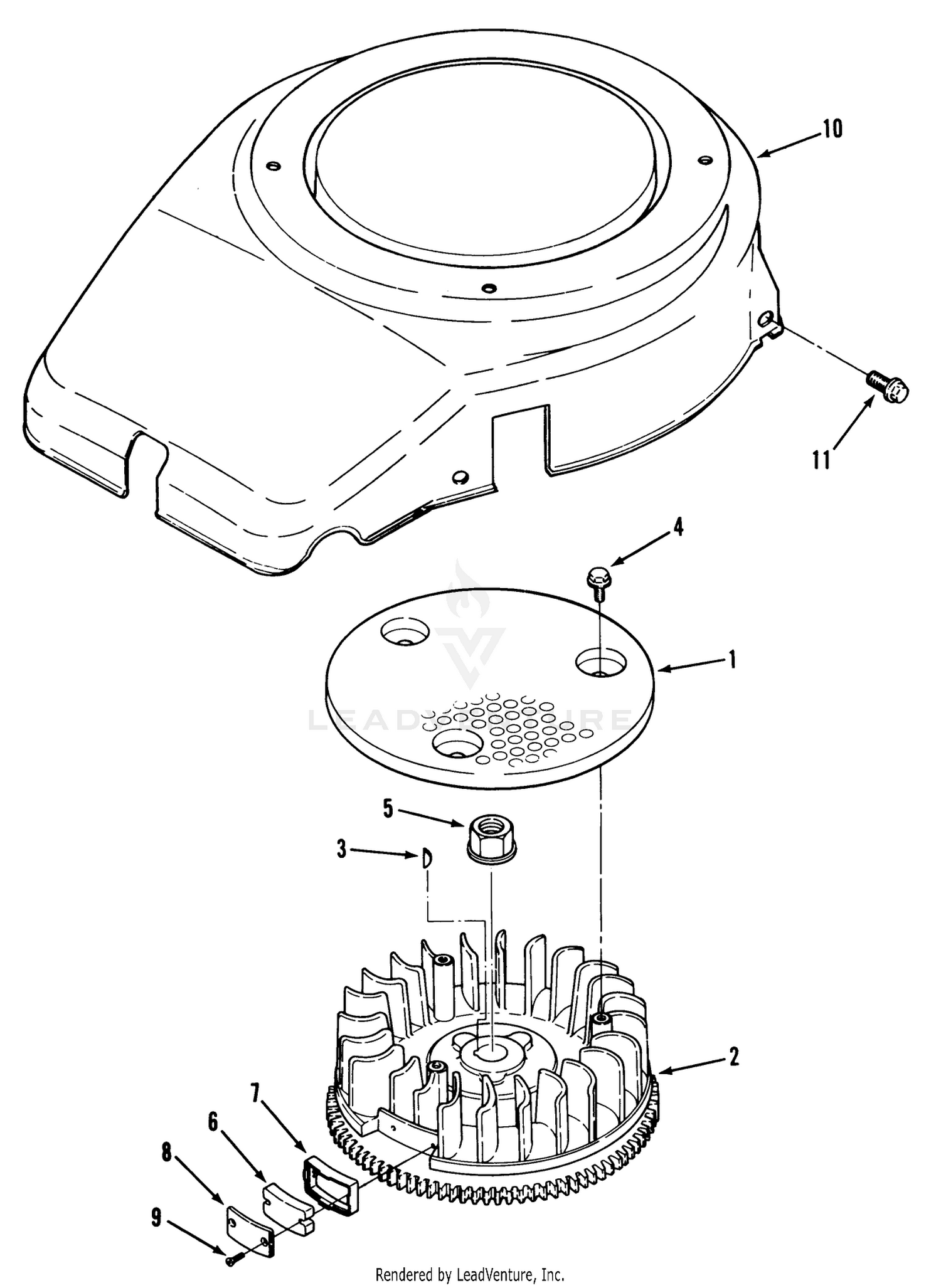 14hp Engine Flywheel  Cover Assembly