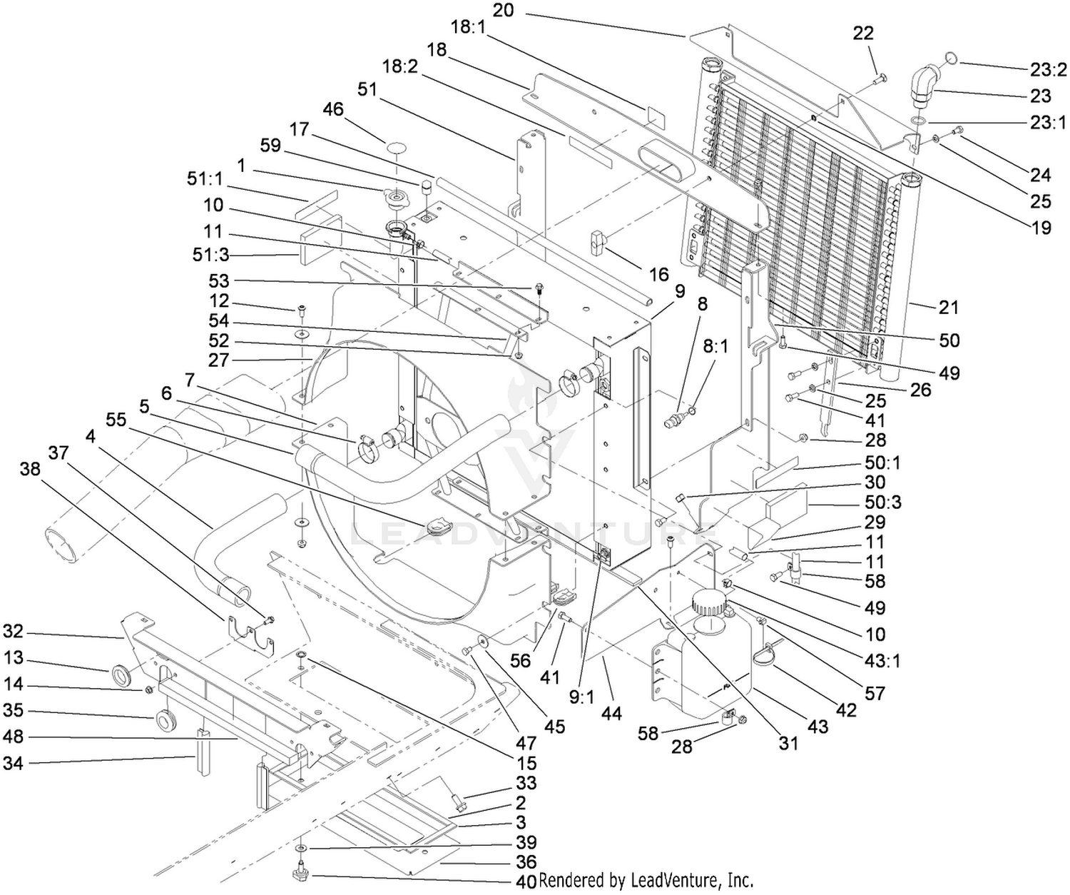 Radiator, Oil Cooler and Support Assembly