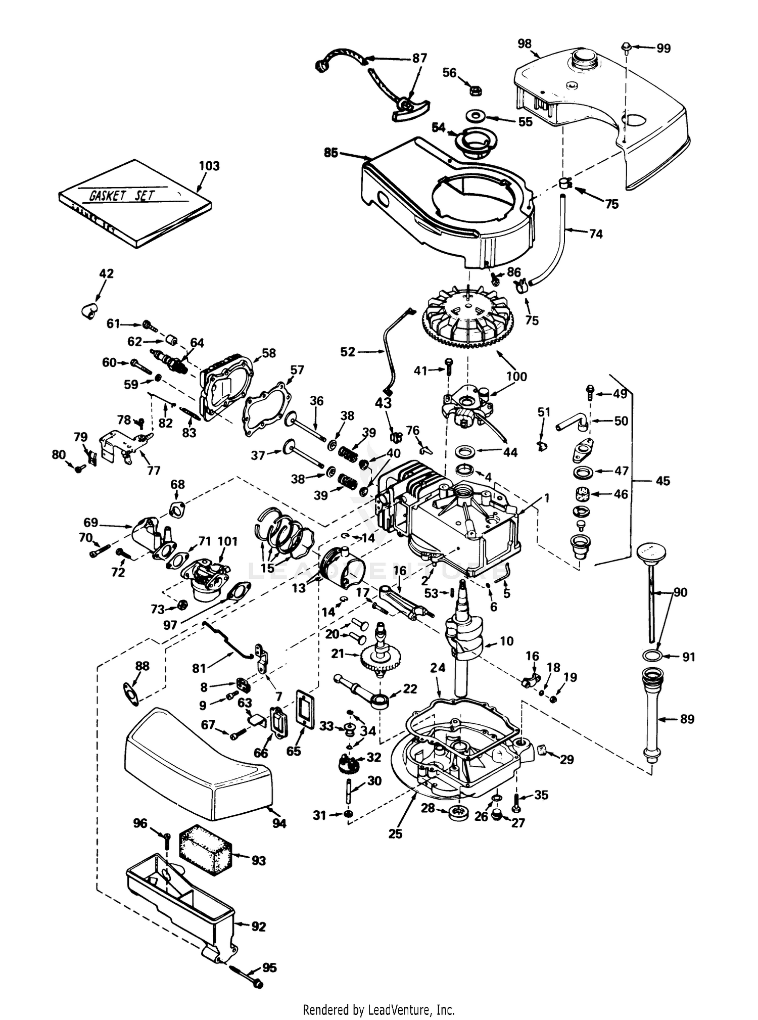Engine Tecumseh Model No. Tnt 100-10056a (mower Model No. 21727)