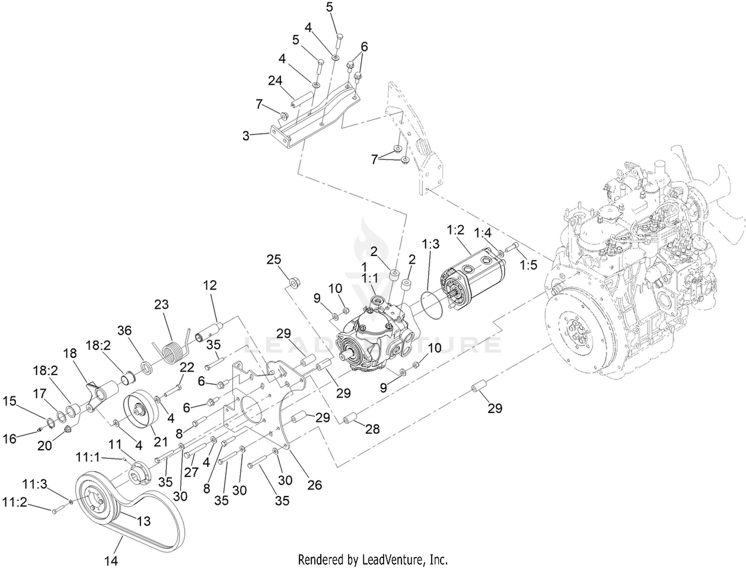 Tandem Hydraulic Pump Assembly