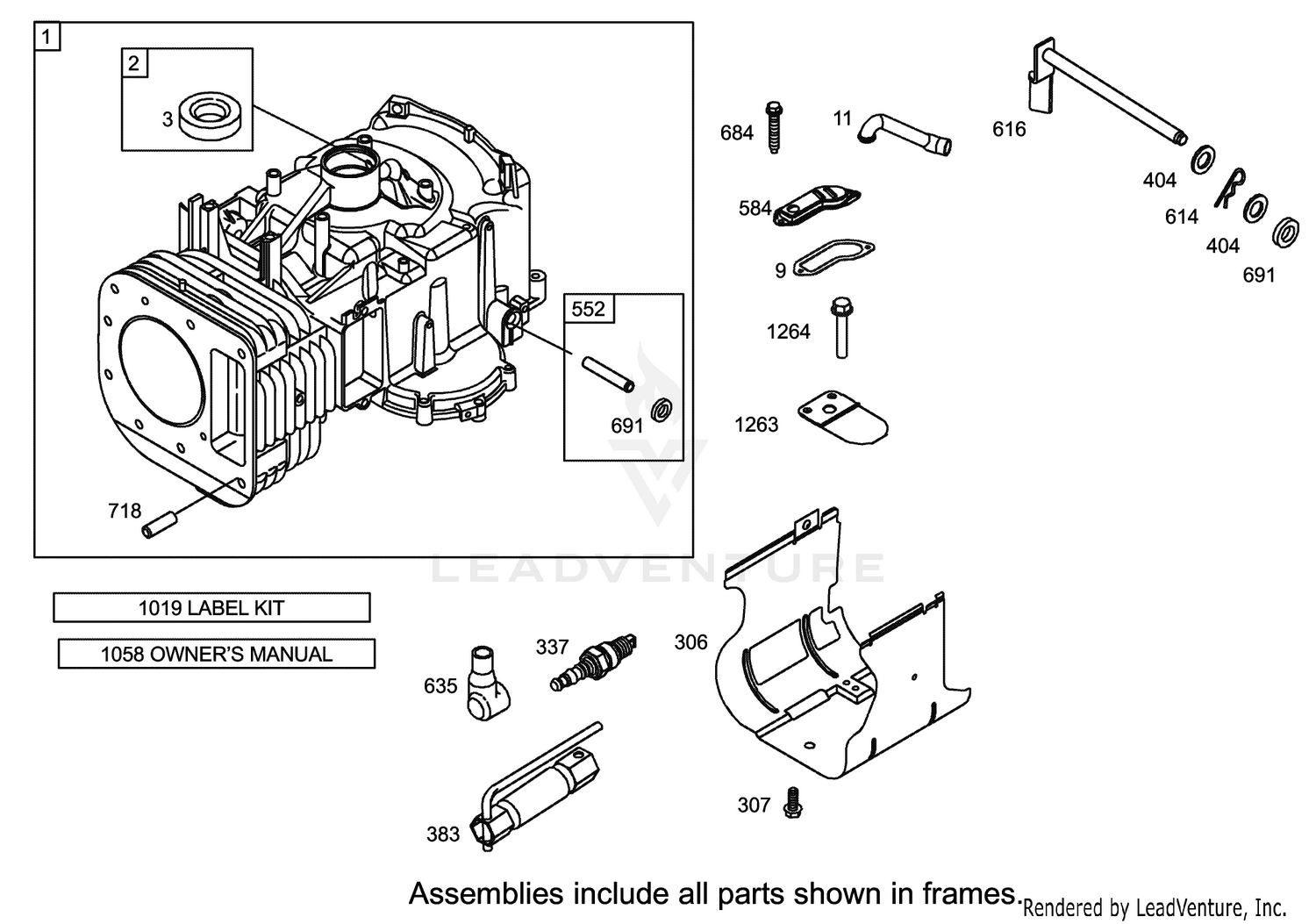 Cylinder Assembly Engine Briggs and Stratton Model 31F777-0123-E1