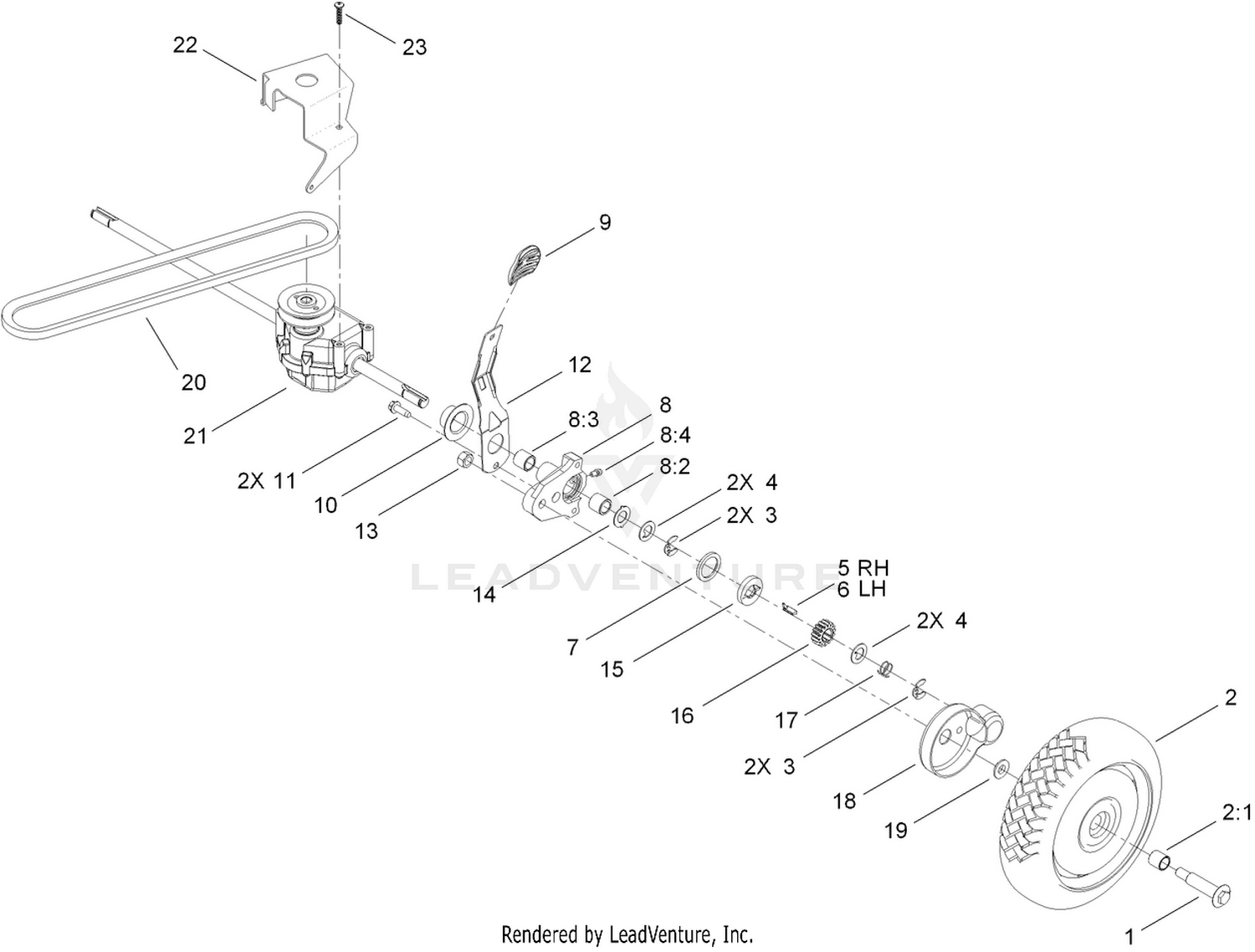 Rear Wheel and Transmission Assembly
