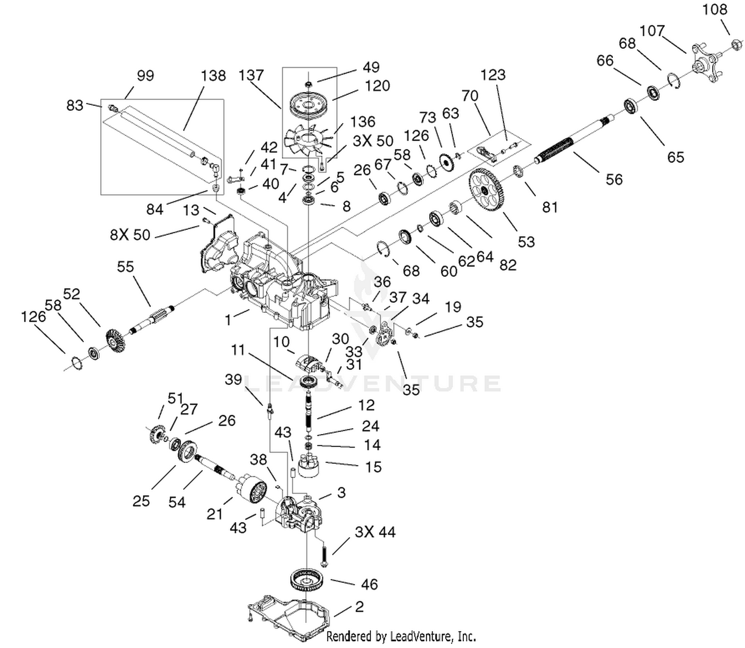 Left Hand Hydro Transaxle Assembly No. 100-7361