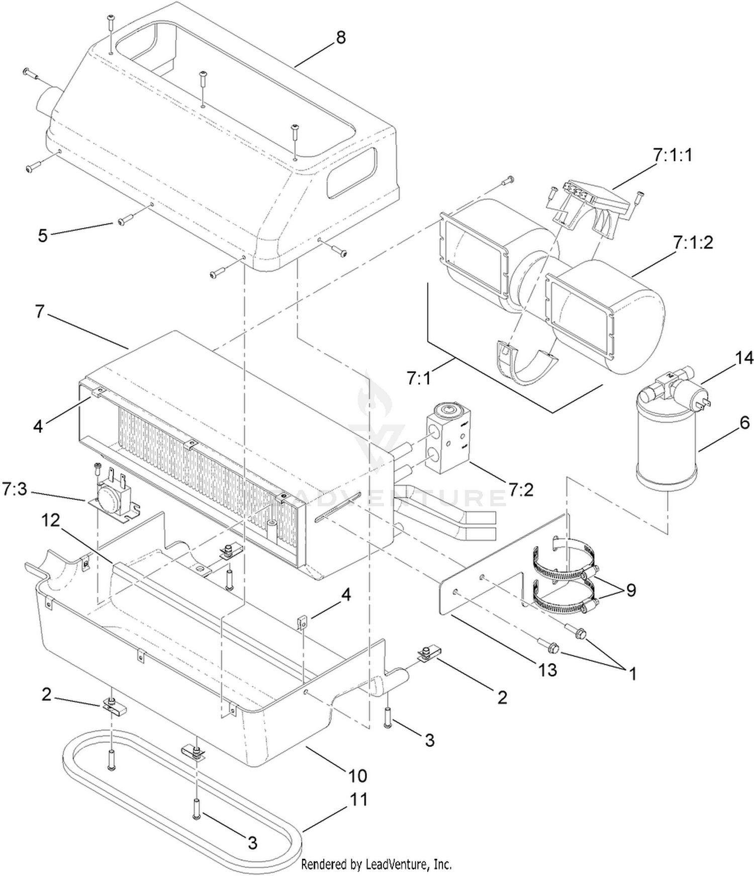 Cab A/C Heater and Evaporator Assembly