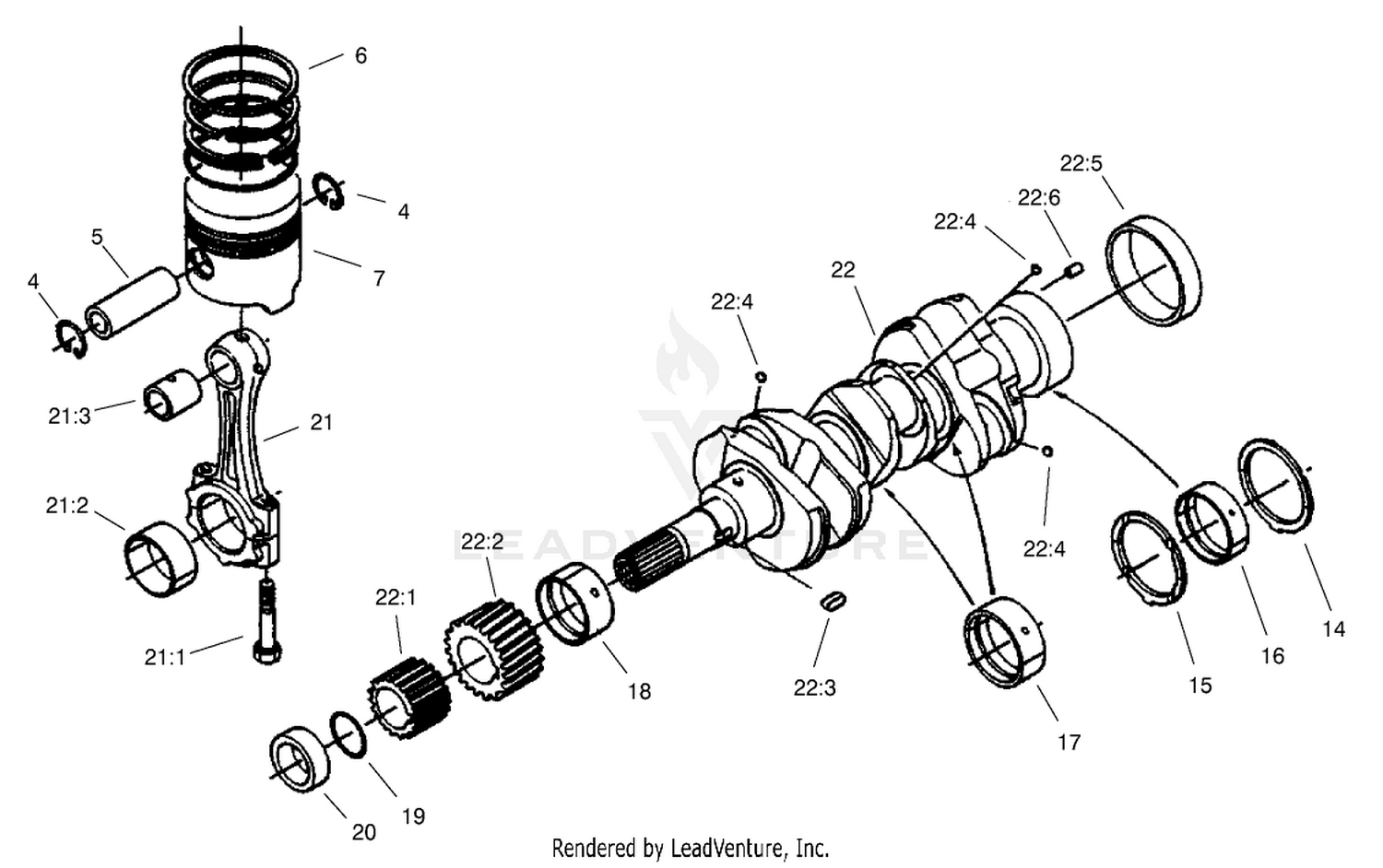 Piston and Crankcase Assembly