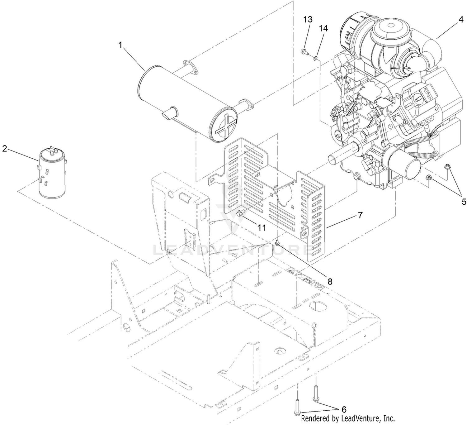 Engine and Muffler Assembly