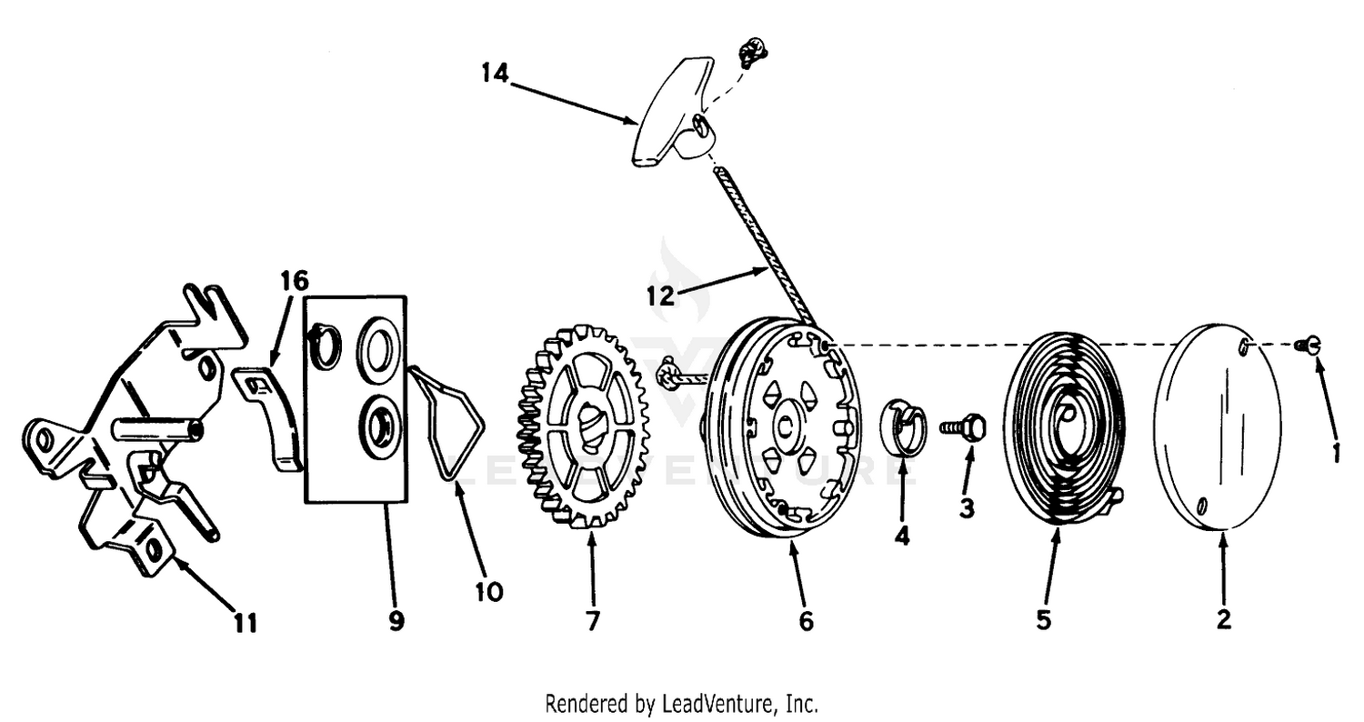 Rewind Starter No. 590519 (mower Model No. 21610)(engine No. Tnt 100-10043)