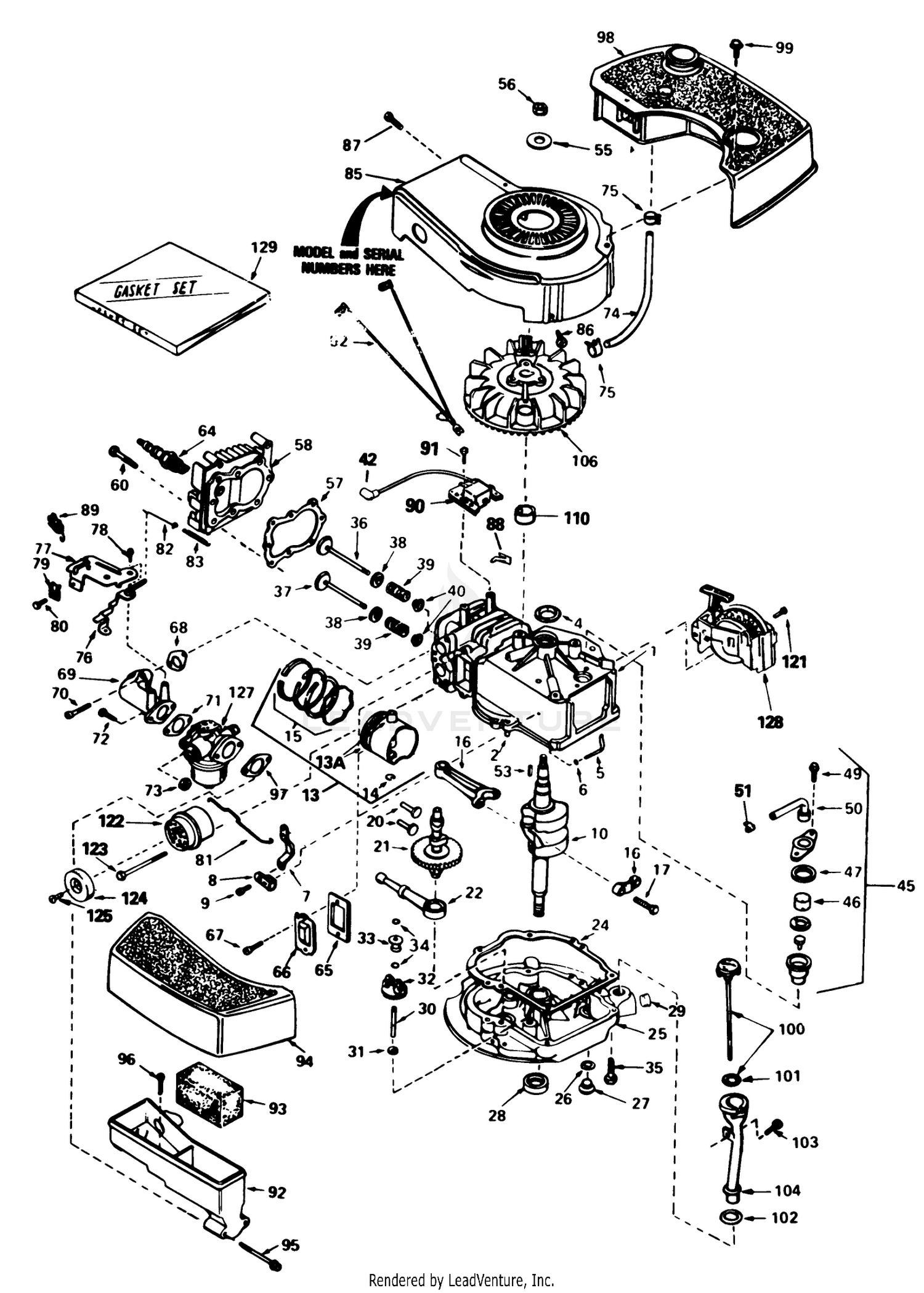 Engine Tecumseh Model No. Tnt100-10083e