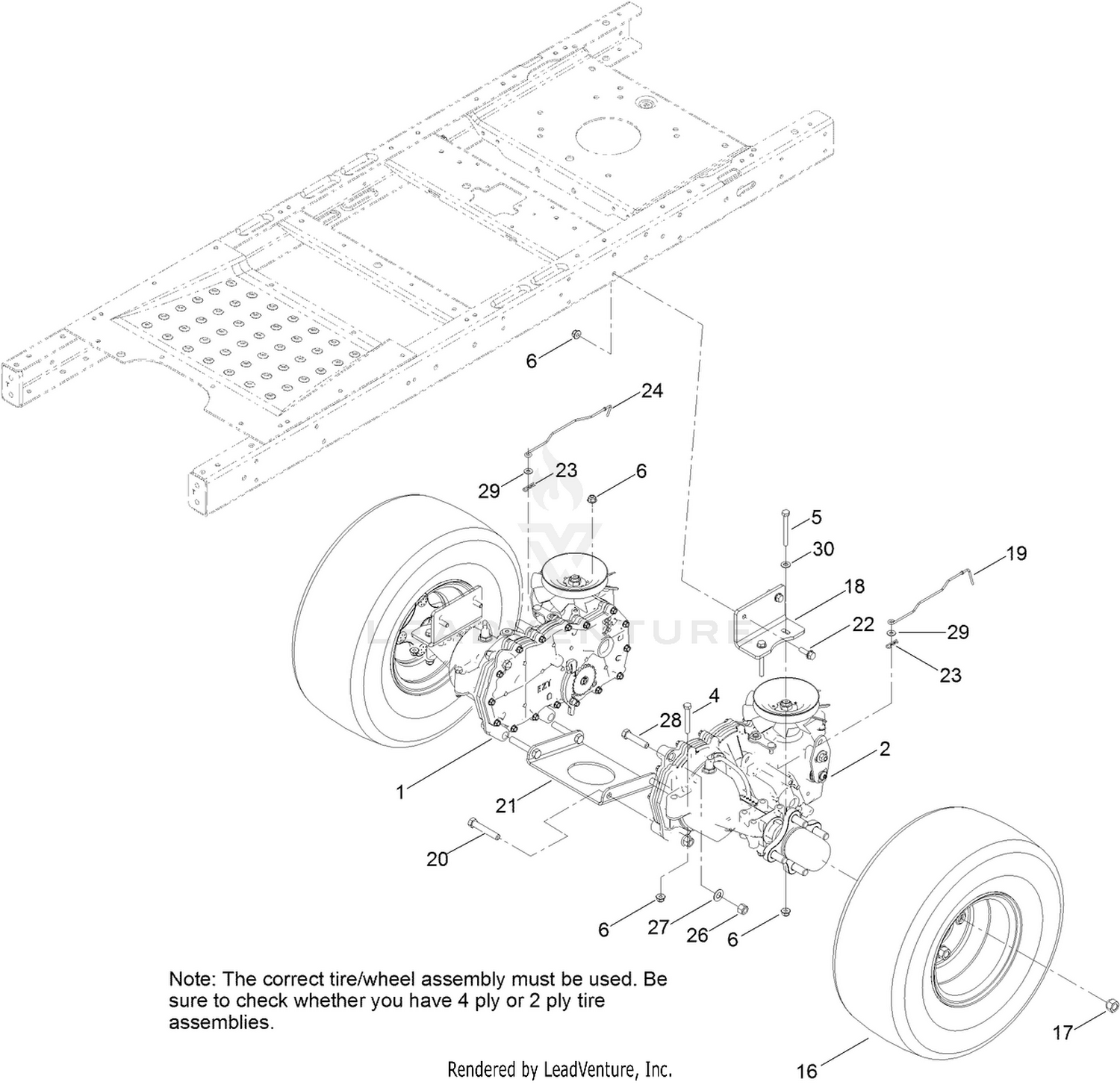 Hydro Transaxle Drive and Rear Wheel Assembly