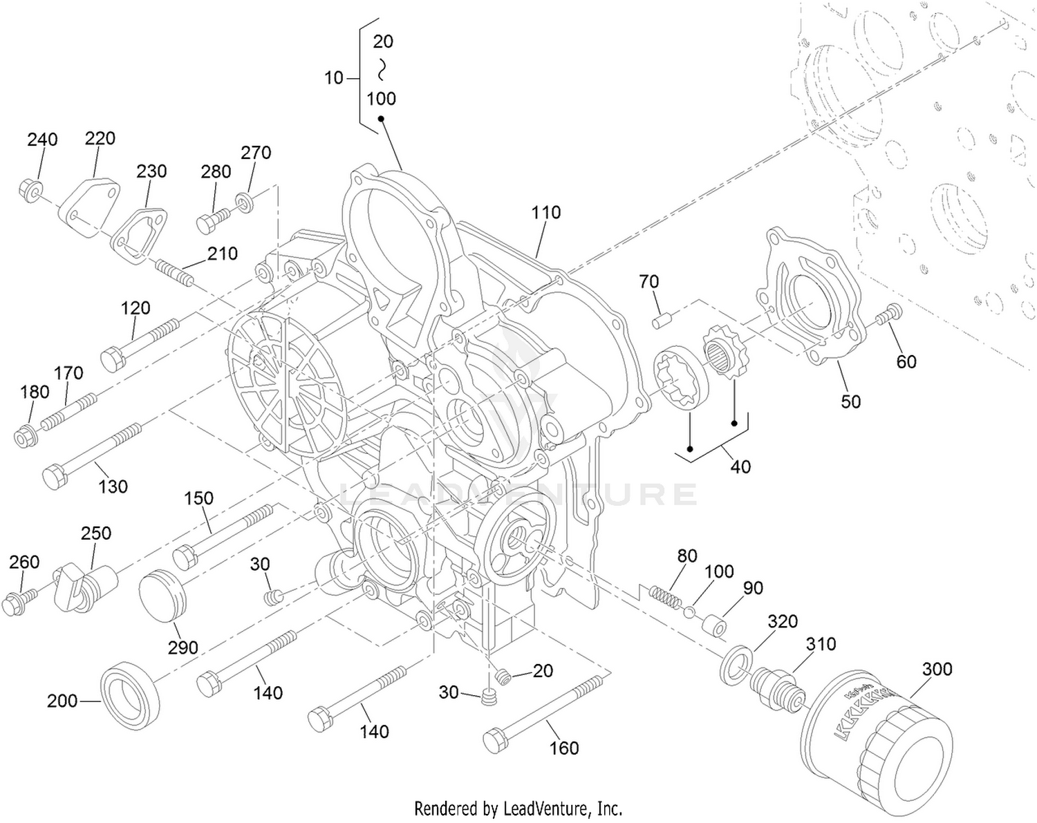 Gear Case and Oil Filter Cartridge Assembly