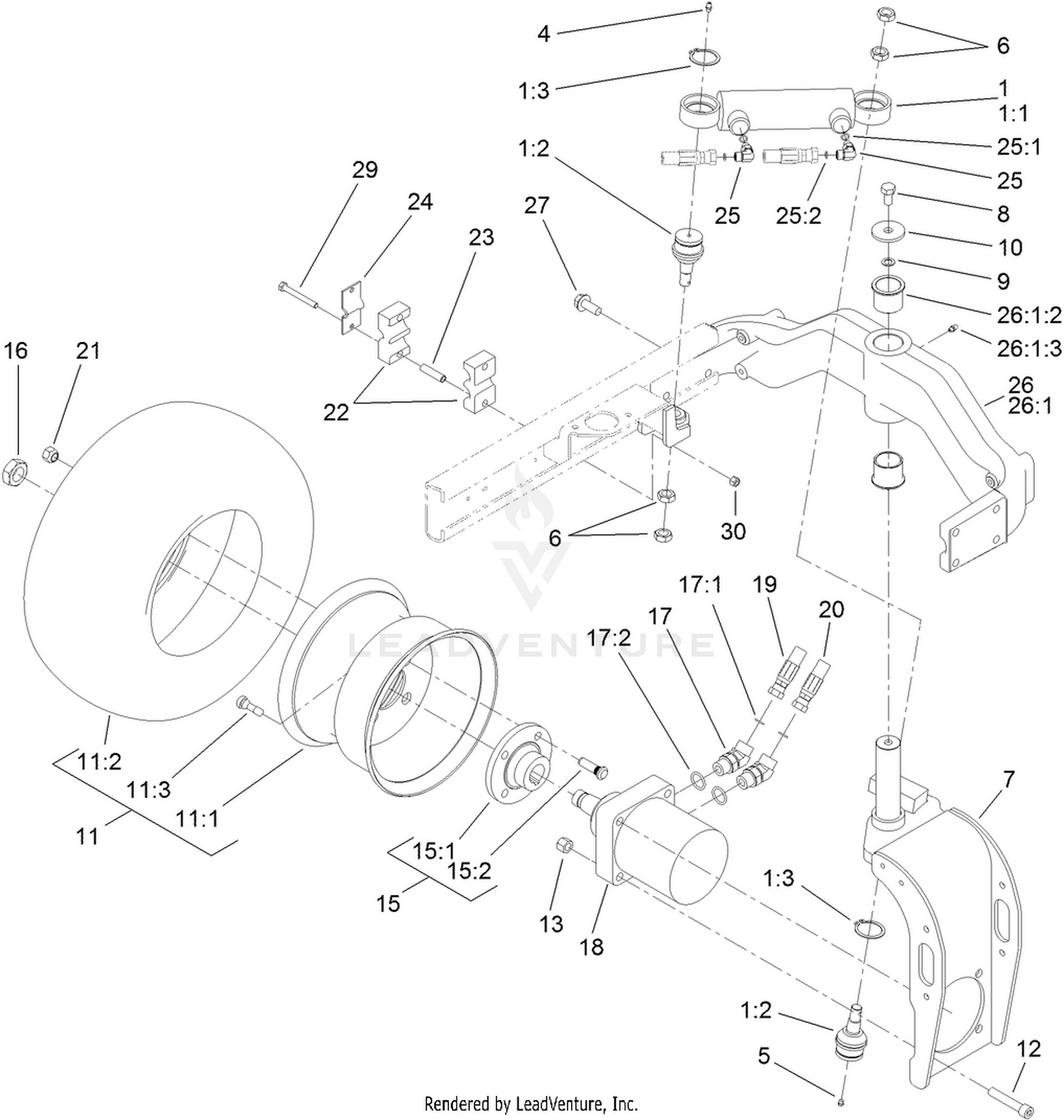 Rear Fork and Tire Assembly