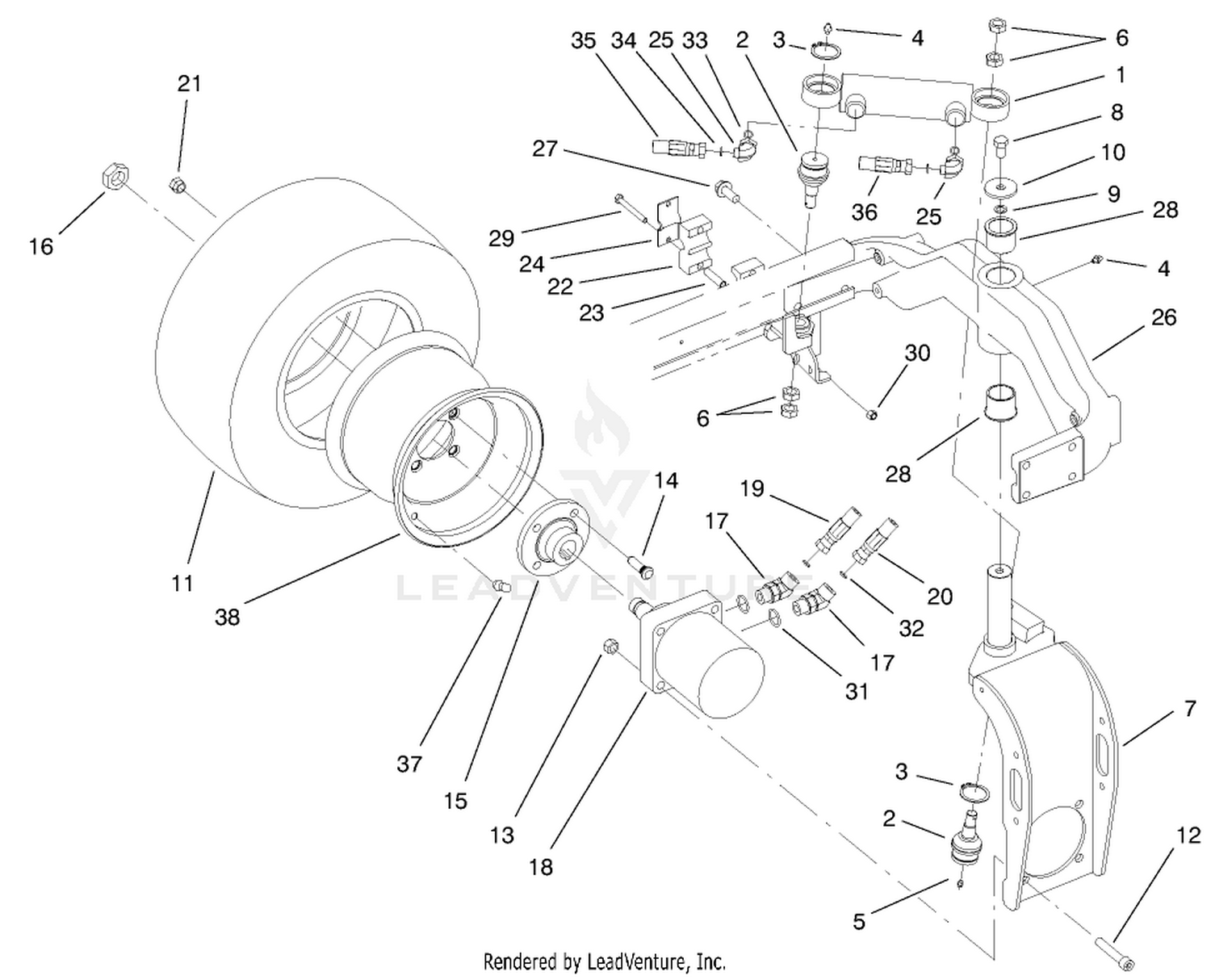 Rear Fork And Tire Assembly