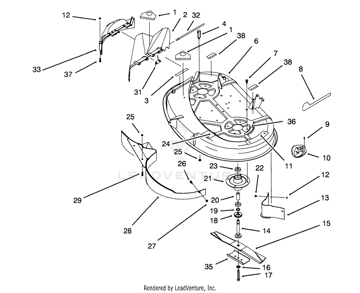 Housing  Spindle Assembly (38" Cutting Unit)(model No. 71191 Only)