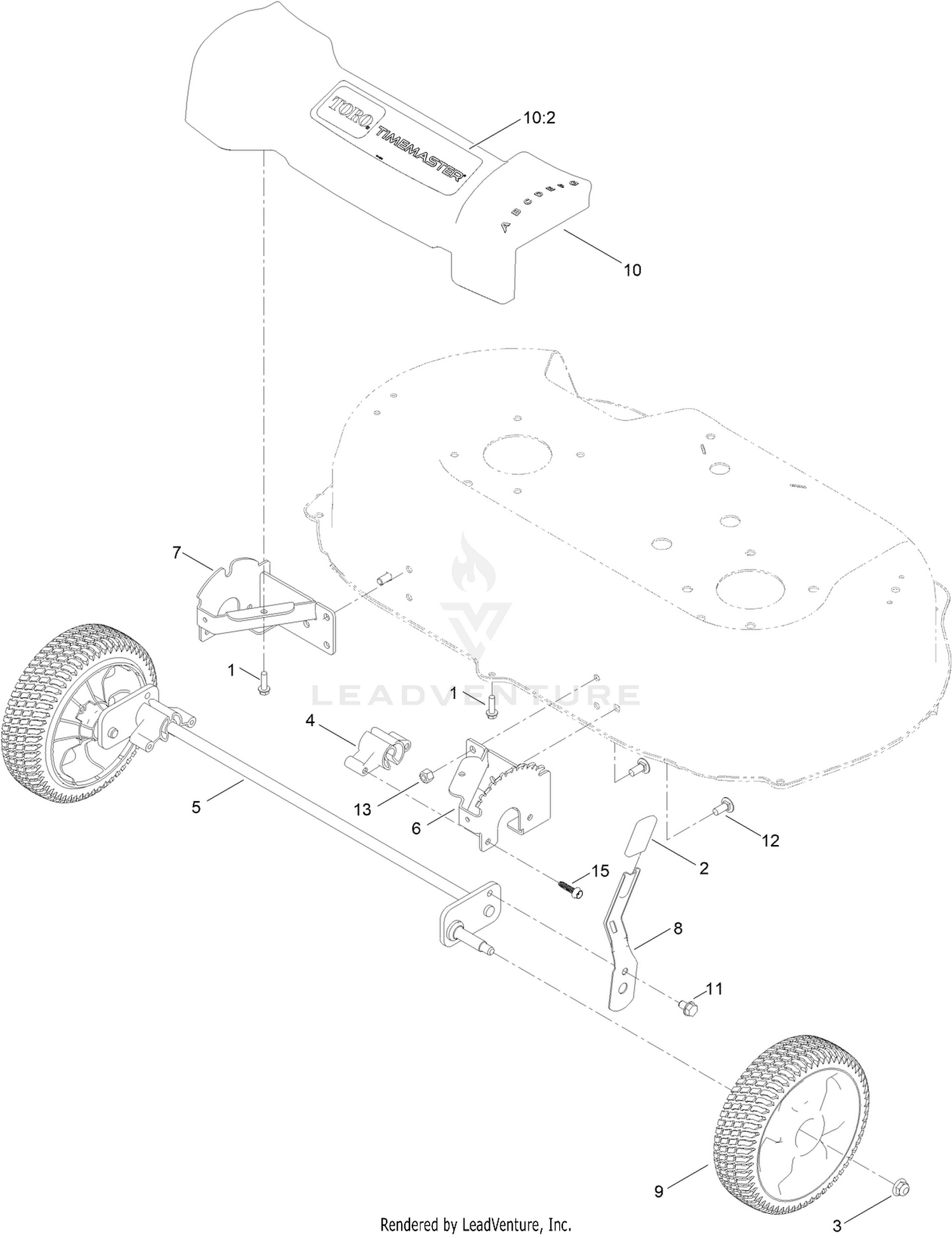 Front Wheel and Height-of-Cut Assembly
