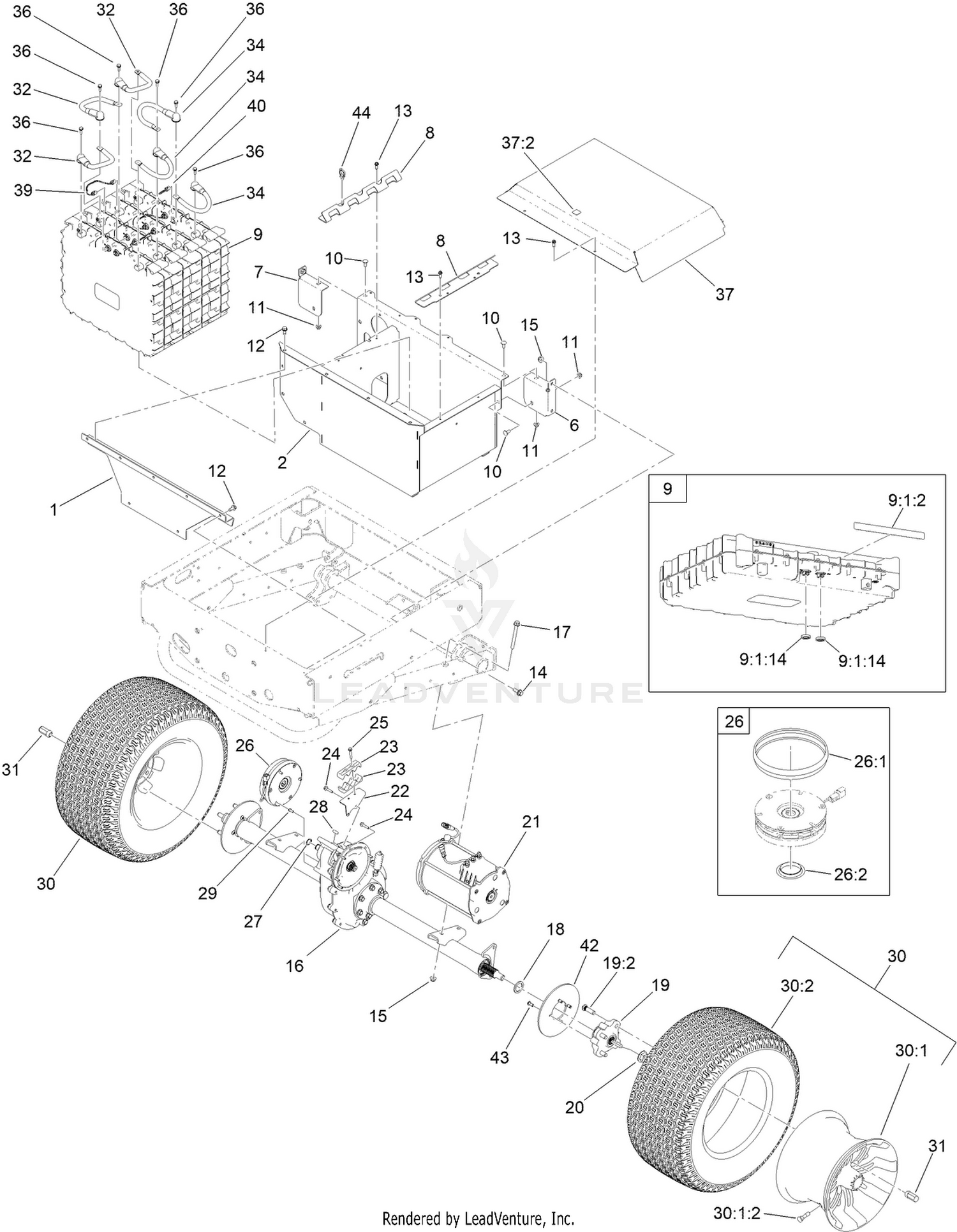Battery and Transaxle Assembly