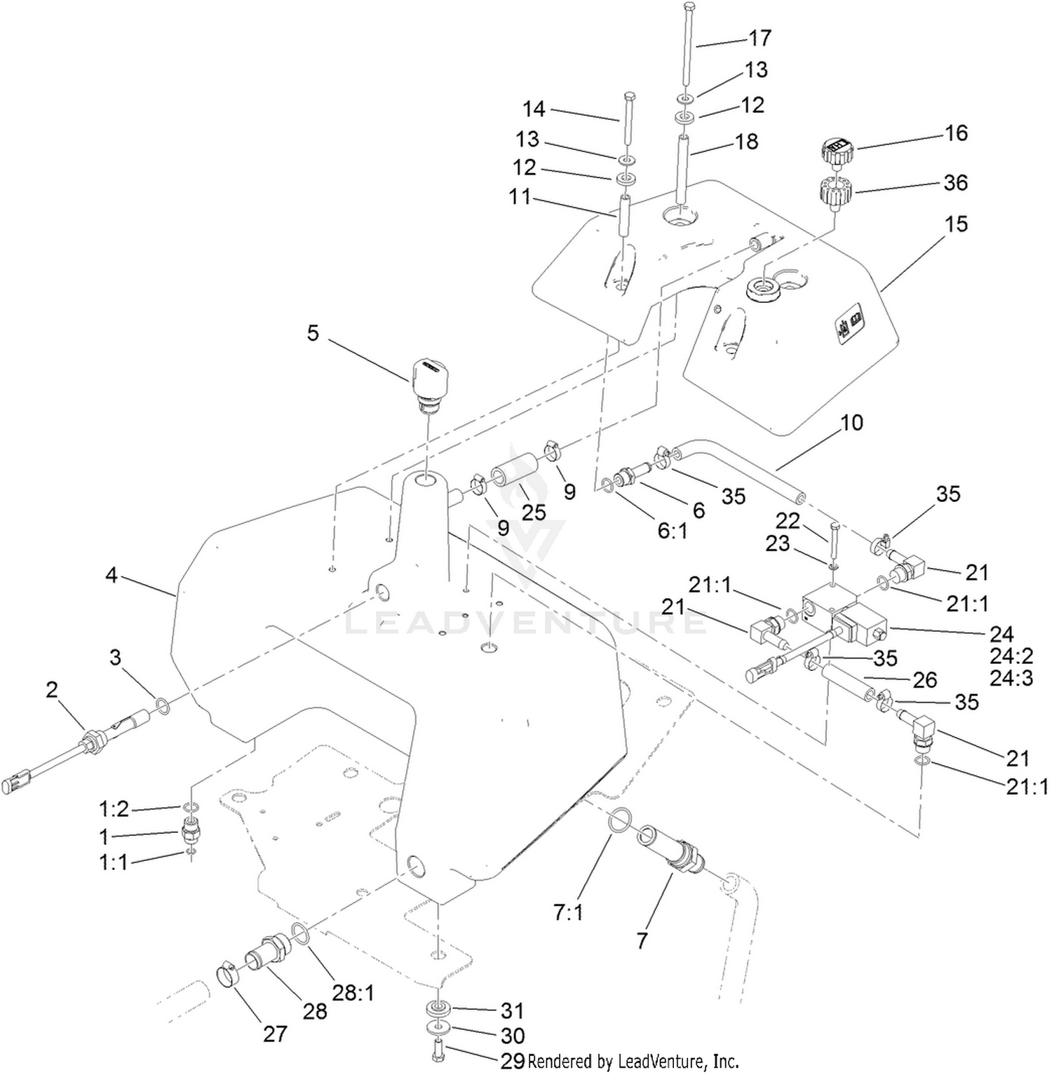 Hydraulic Reservoir and Leak Detector Assembly