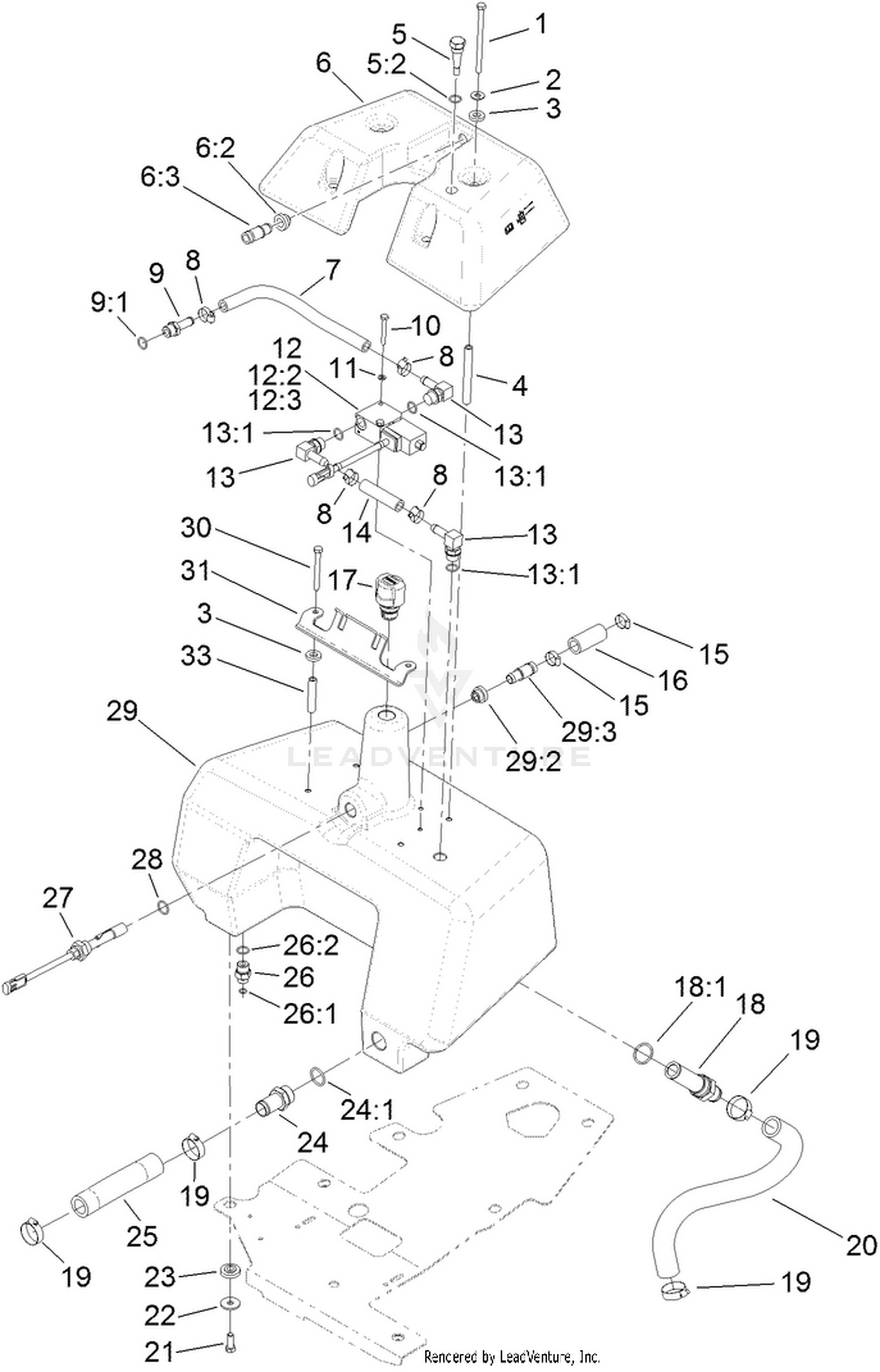 Hydraulic Reservoir and Leak Detector Assembly