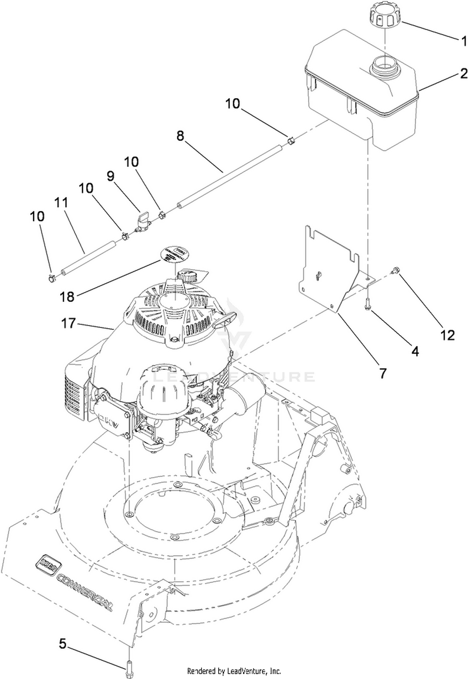 Engine and Fuel Tank Assembly