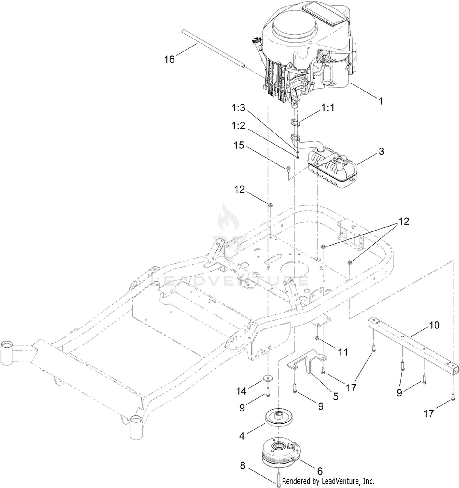 Engine, Muffler and Clutch Assembly